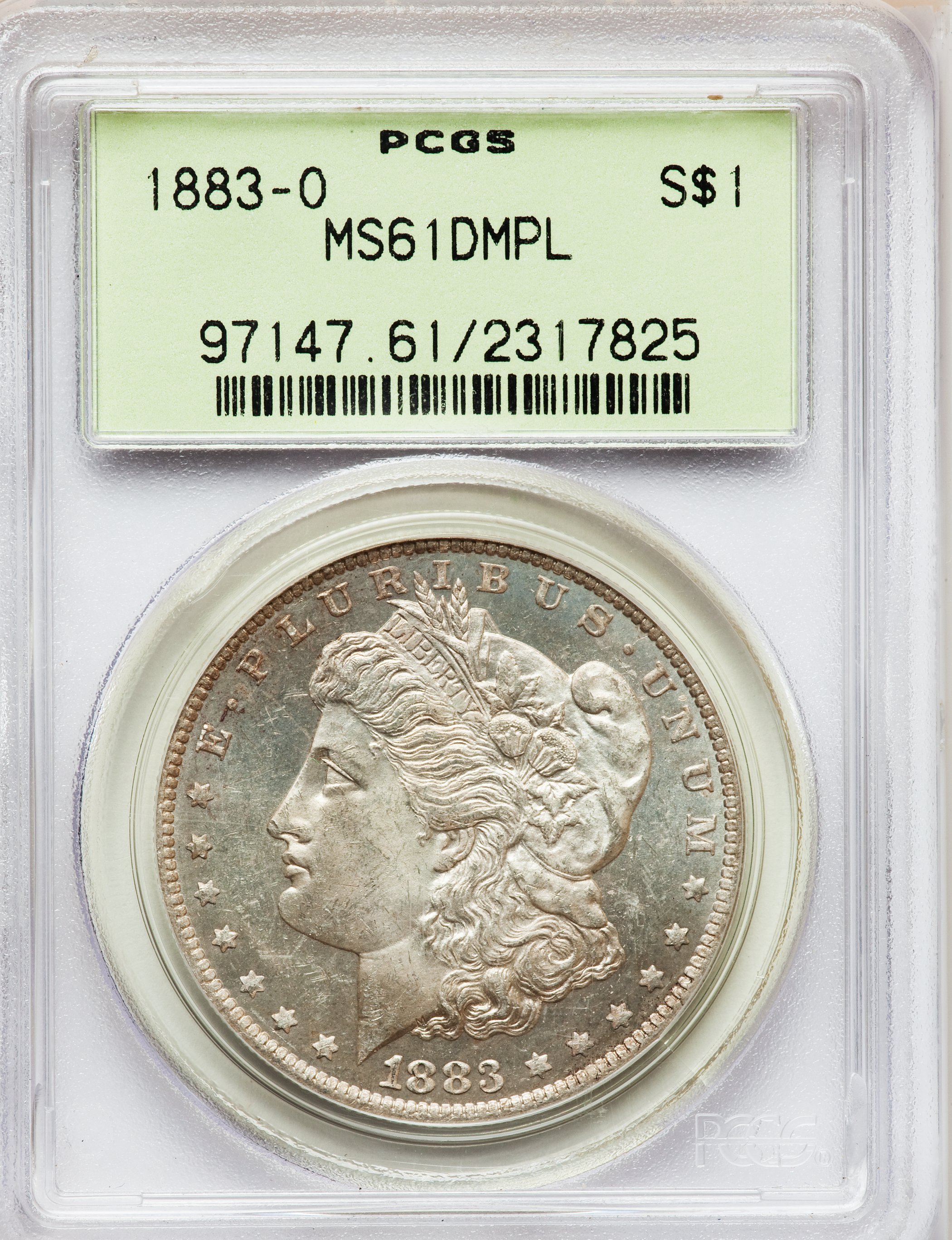 1883-O $1 MS61 Deep Mirror Prooflike PCGS. PCGS Population (76/1461). NGC Census: (16/778). Numismedia Wsl. Price for prob...