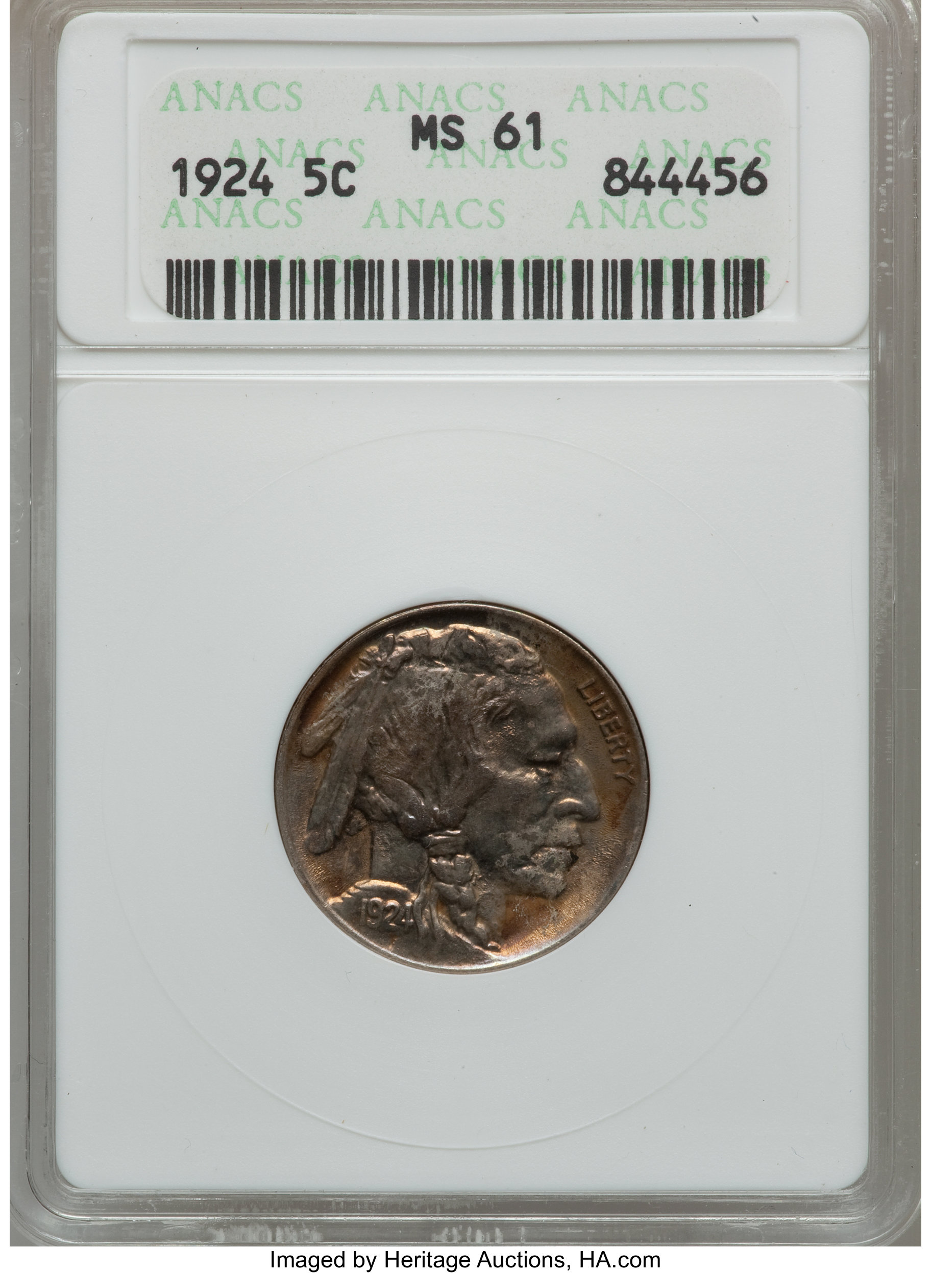1924 5C MS61 ANACS. NGC Census: (6/545). PCGS Population (7/879). Mintage: 21,620,000. Numismedia Wsl. Price for problem fr...