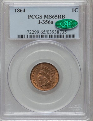 image for: 1864 1C J-356A MS65 Red and Brown PCGS. CAC. PCGS Population (1/0). NGC Census: (1/0). (#72299)...