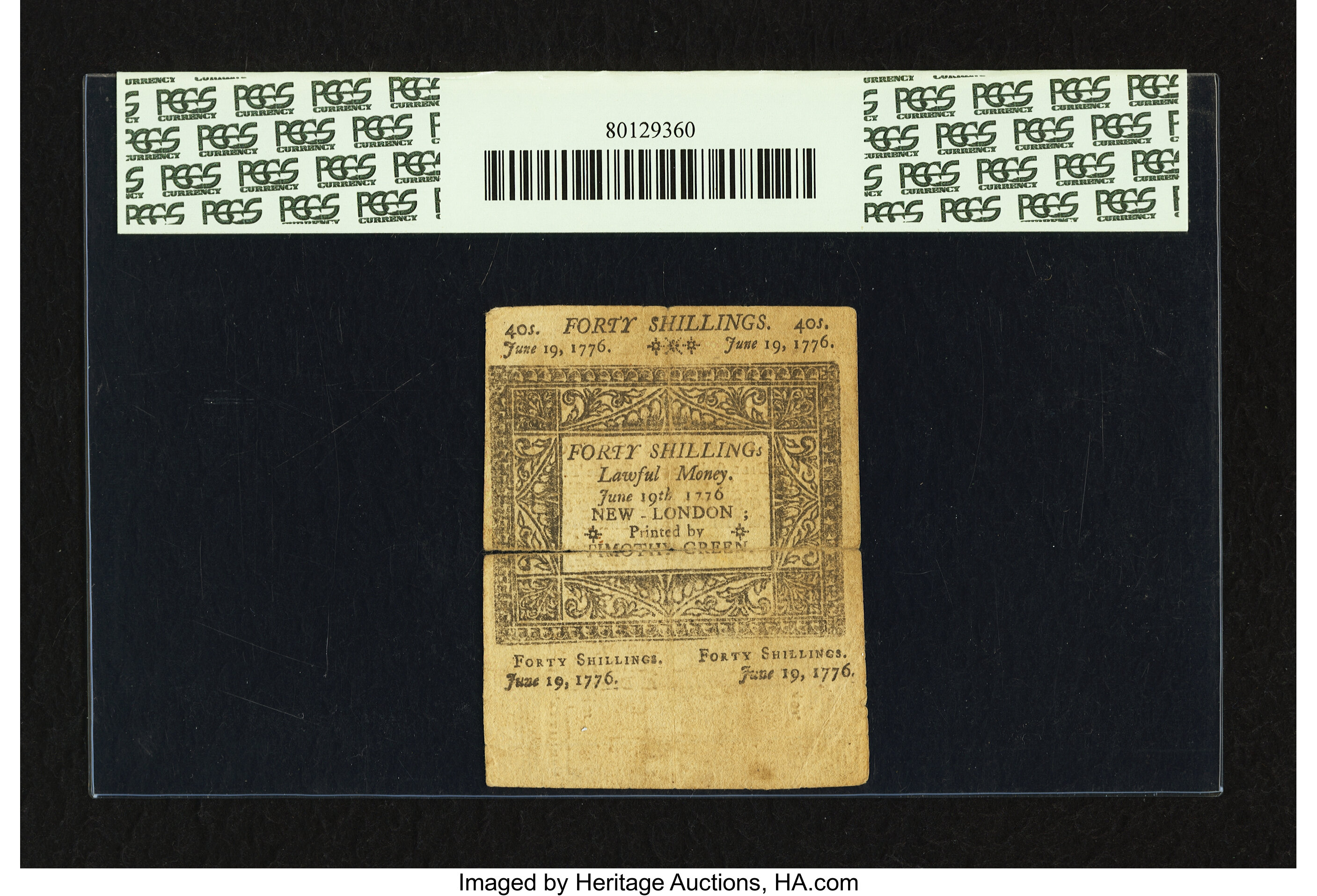 image for: Connecticut June 19, 1776 40s PCGS Apparent Very Fine 35....