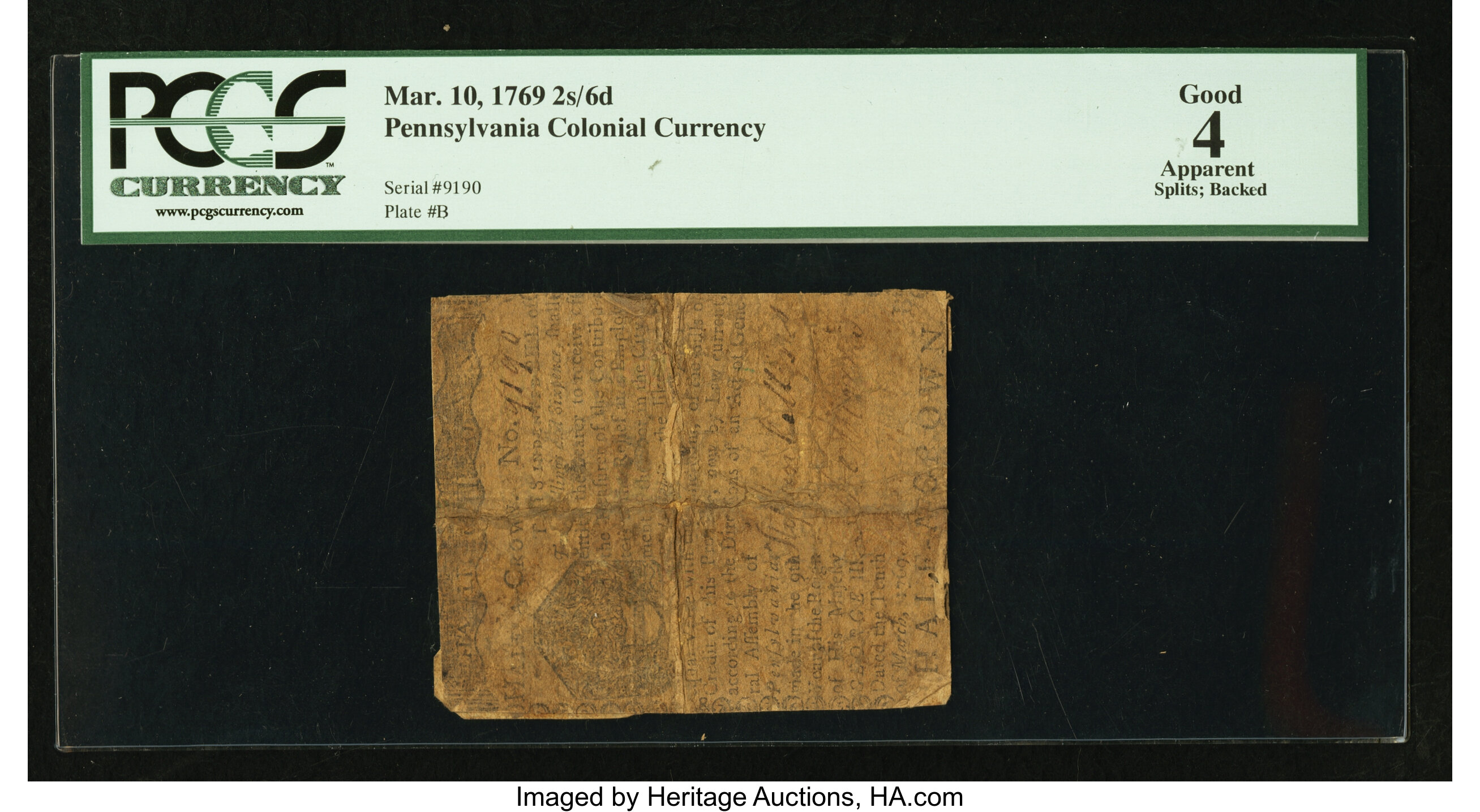 image for: Pennsylvania March 10, 1769 2s 6d PCGS Apparent Good 04....