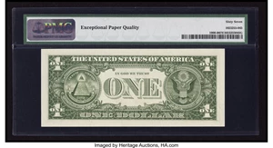 image for: Fr. 1900-B $1 1963 Federal Reserve Note. B-C Block. PMG Superb Gem Unc 67 EPQ....