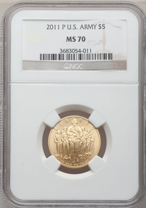 image for: 2011-P $5 U.S. Army Five Dollar MS70 NGC. NGC Census: (0). PCGS Population (117). (#506170)...