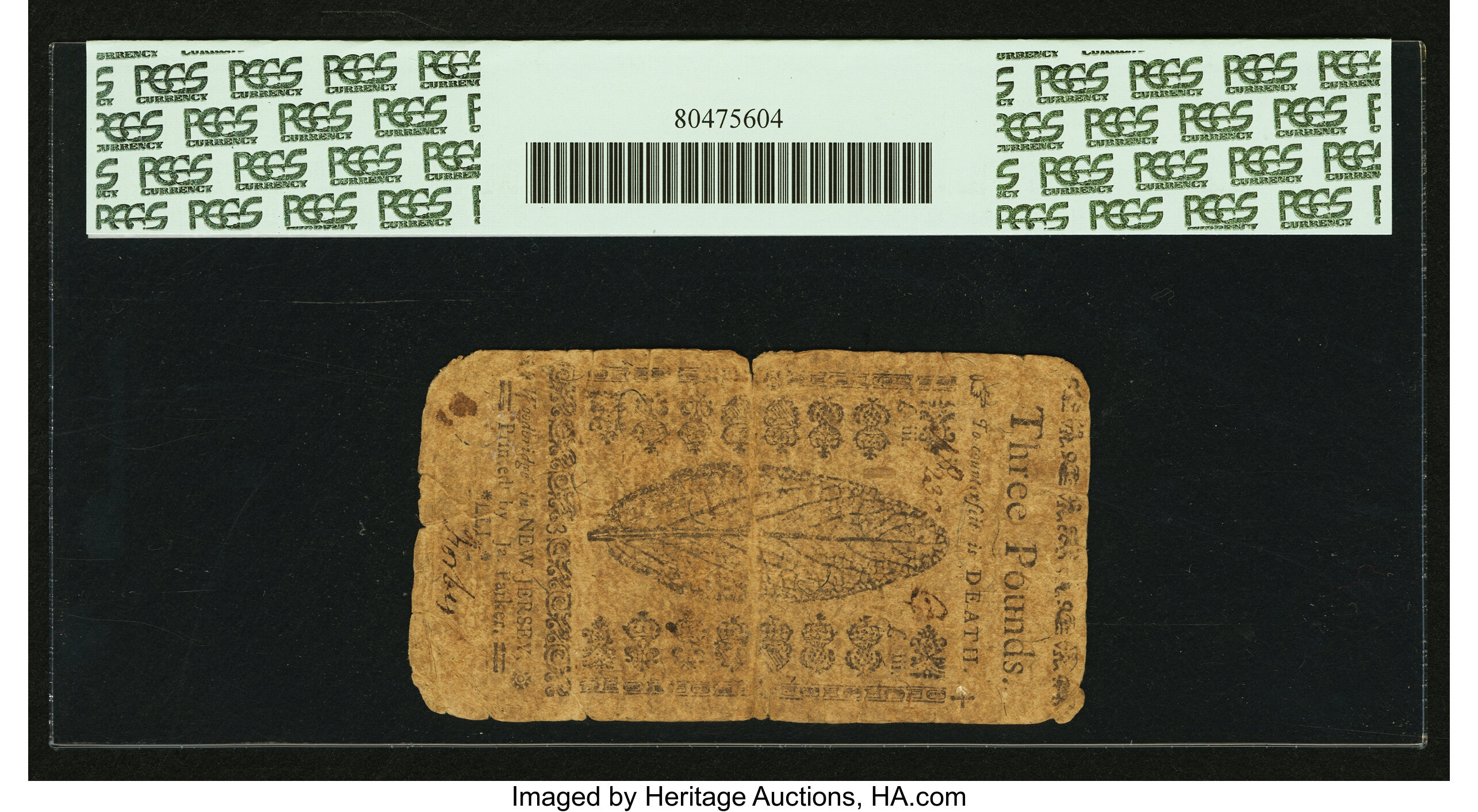 image for: New Jersey April 12, 1757 £3 PCGS Apparent Very Good 10....