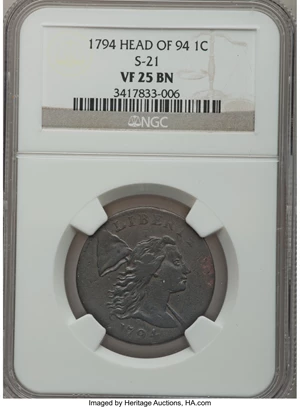 image for: 1794 1C Head of 1794 VF25 NGC. S-21, B-5, R.3....