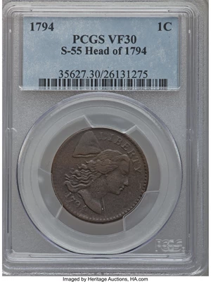 image for: 1794 1C Head of 1794 VF30 PCGS. S-55, B-47, R.2....