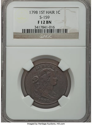 image for: 1798 1C First Hair Style Fine 12 NGC. S-159, B-18, R.3....