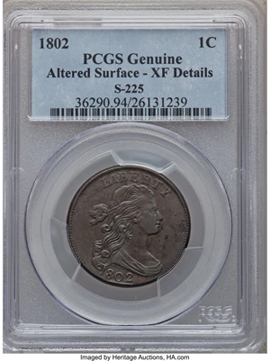 image for: 1802 1C -- Altered Surfaces -- PCGS Genuine. XF Details. S-225, B-1, R.3....