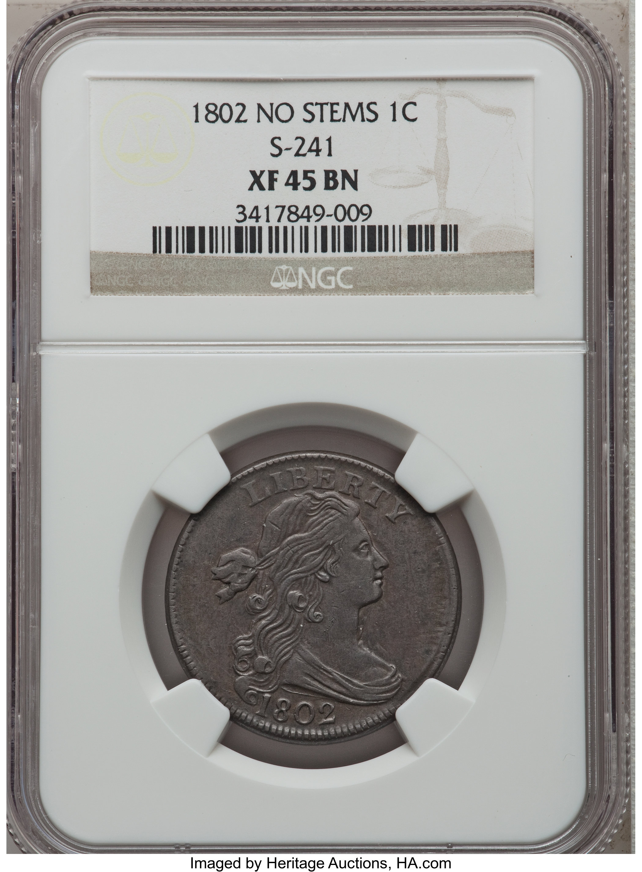 image for: 1802 1C No Stems XF45 NGC. S-241, B-20, R.1....