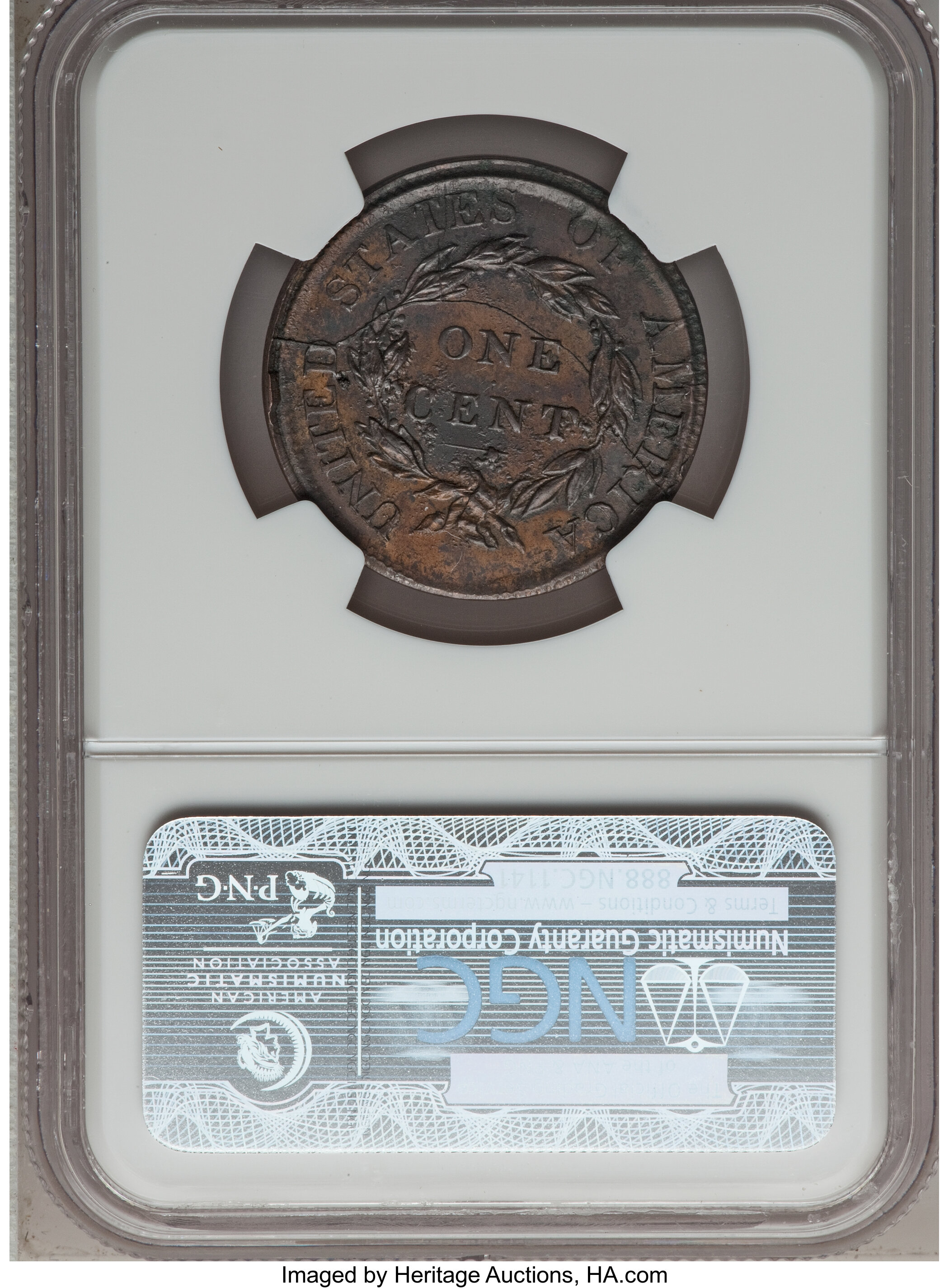 image for: 1823 1C Copper Restrike MS62 Brown NGC. N-3, R.2....