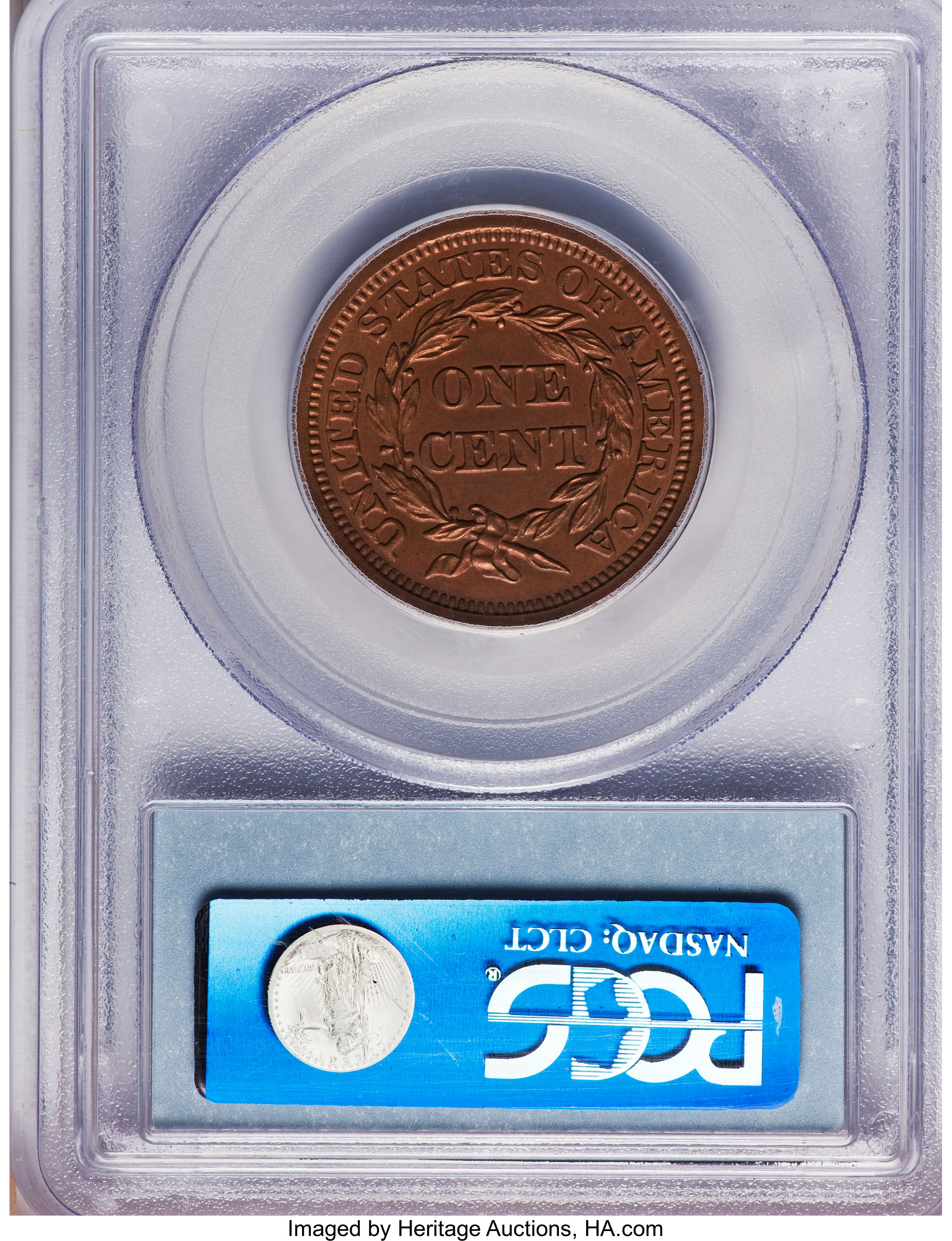 image for: 1855 1C Slanted 55 PR64 Brown PCGS. N-10, R.5 as a proof....