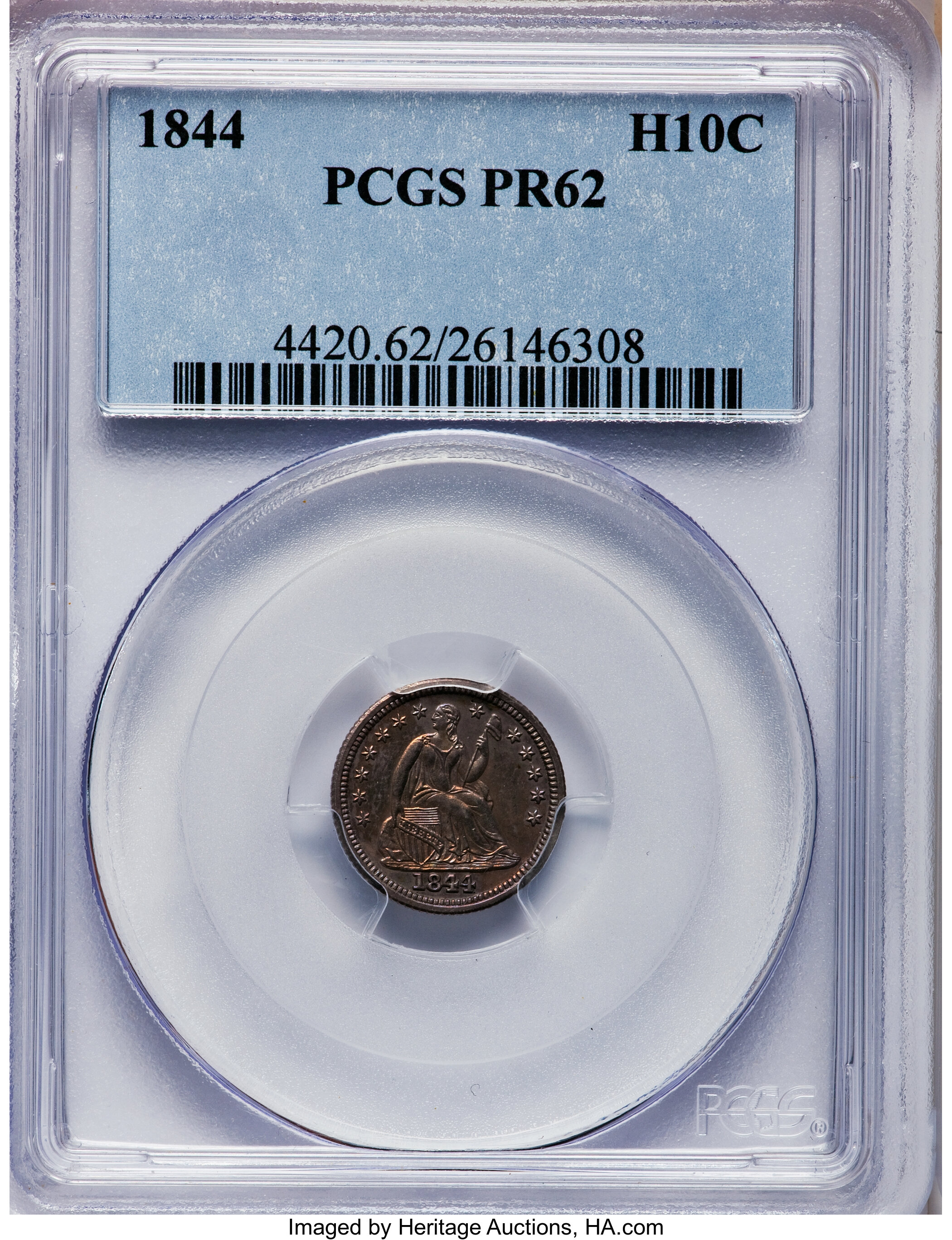 image for: 1844 H10C PR62 PCGS. Valentine-1....