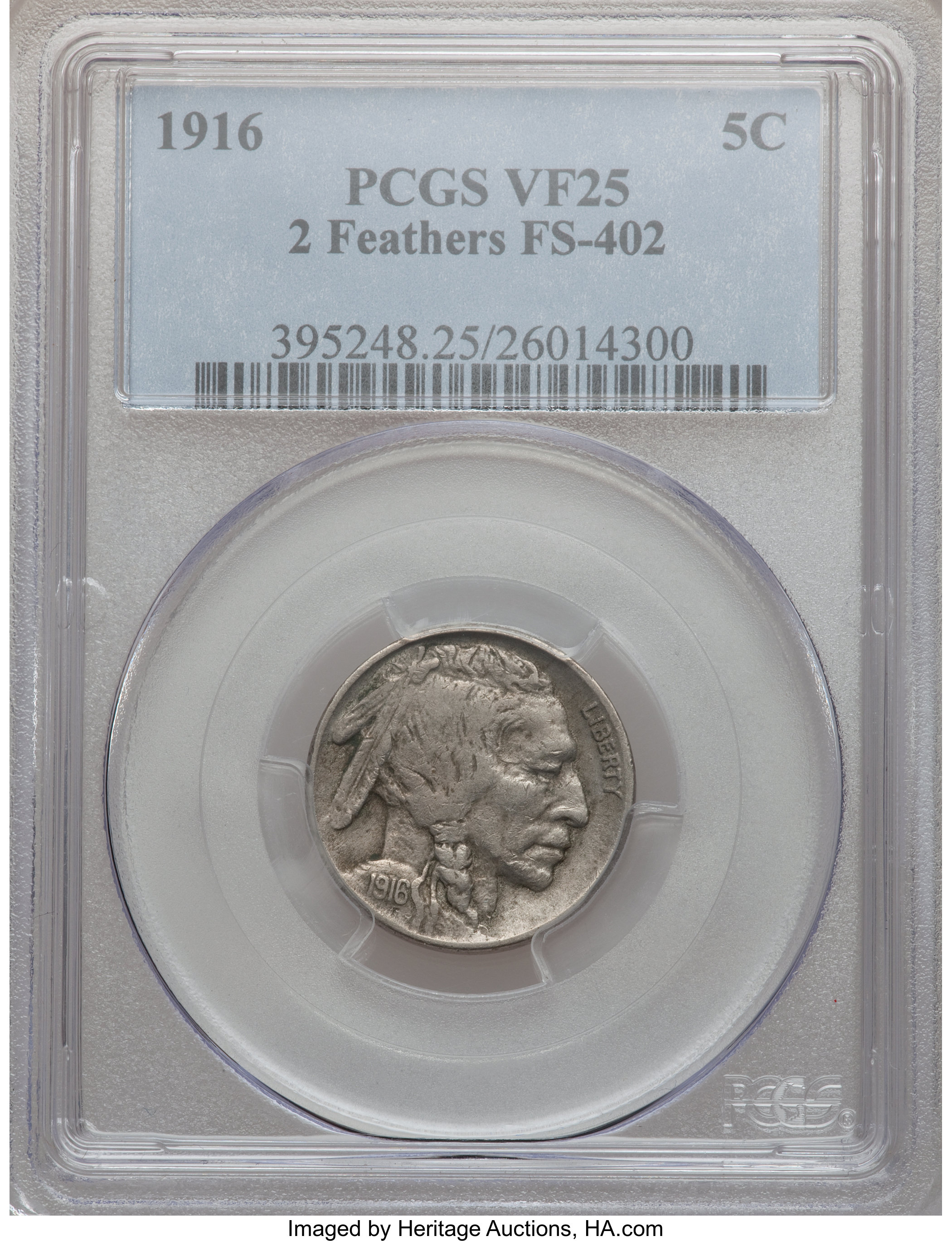 1916 5C VF25 PCGS. FS-402. 2 Feathers....