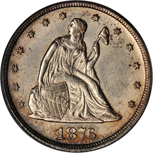 image for: 1876-CC Twenty-Cent Piece. MS-64 (PCGS). CAC. Secure Holder.