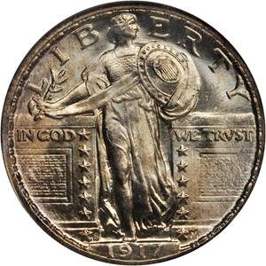 image for: 1917-S Standing Liberty Quarter. Type II. MS-68 FH (NGC).