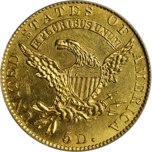 image for: 1825/Partial 4 Capped Head Left Half Eagle. BD-1. Rarity-5+. AU-58 Details--Altered Surfaces (ANACS).