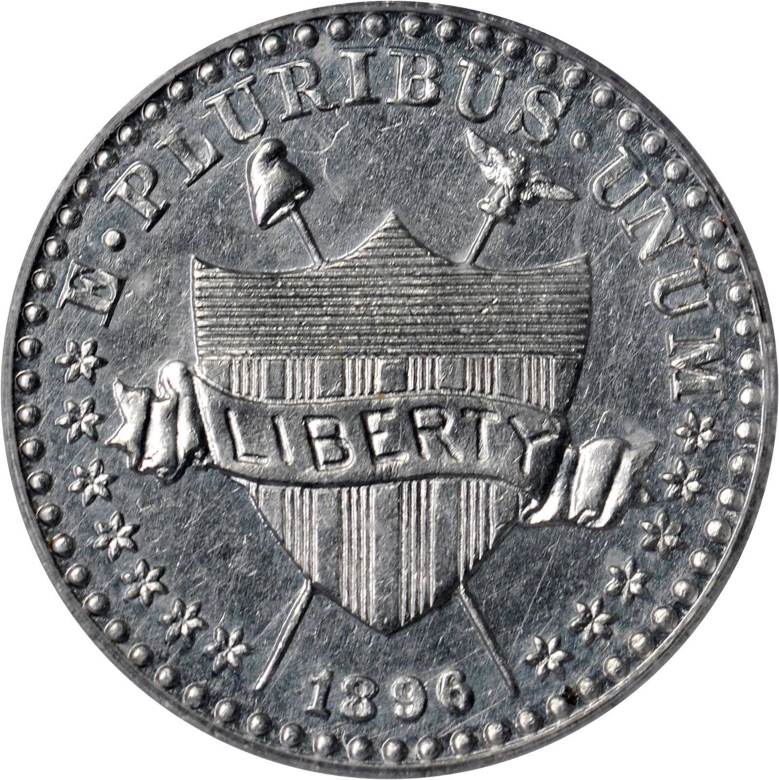 image for: 1896 Pattern Cent. Judd-1769, Pollock-1985. Rarity-6+. Aluminum. Plain Edge. Proof-62 (PCGS). CAC. OGH.