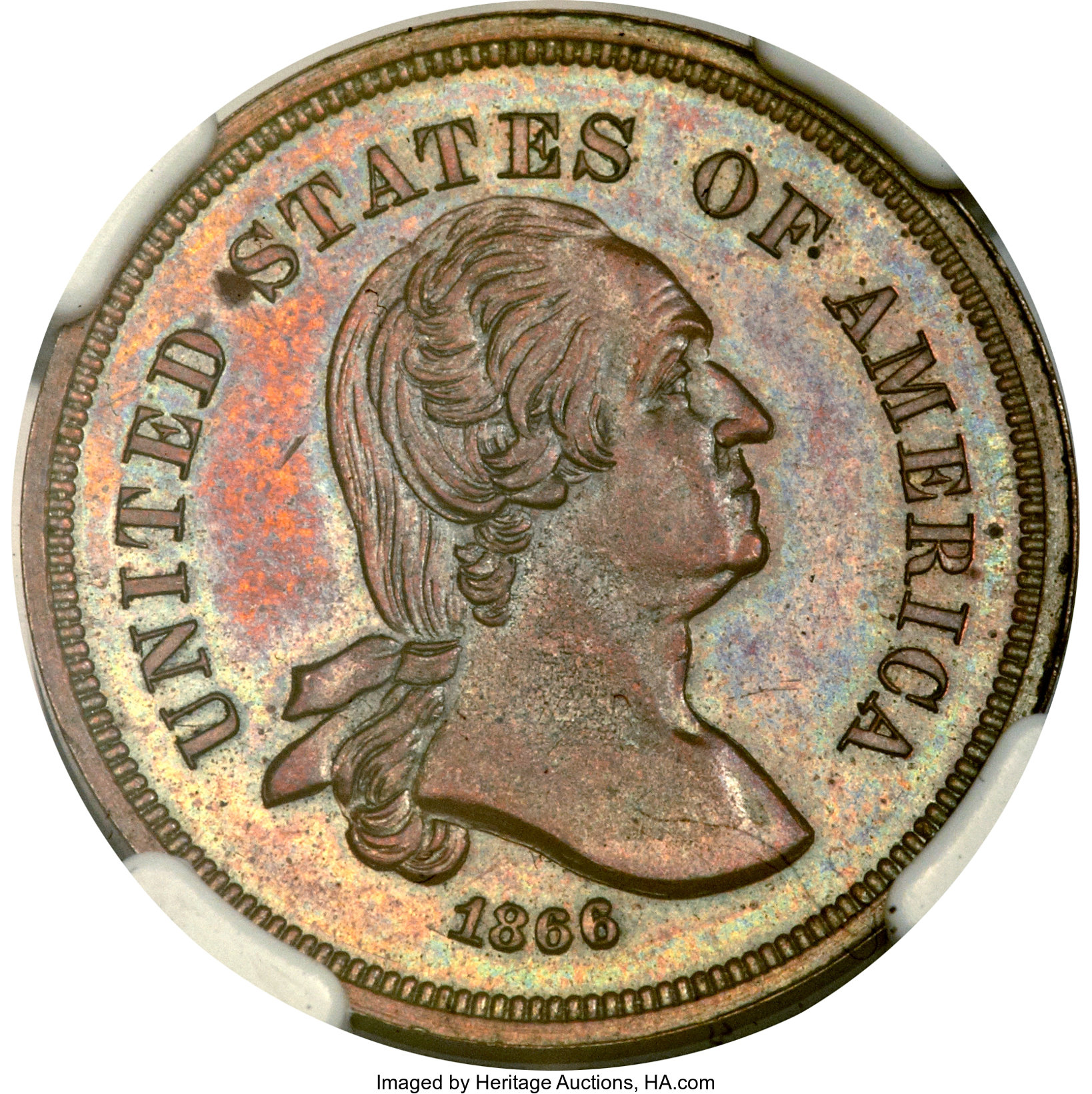 image for: 1866 5C Five Cents, Judd-462, Pollock-536, Low R.7, PR64 Brown NGC....