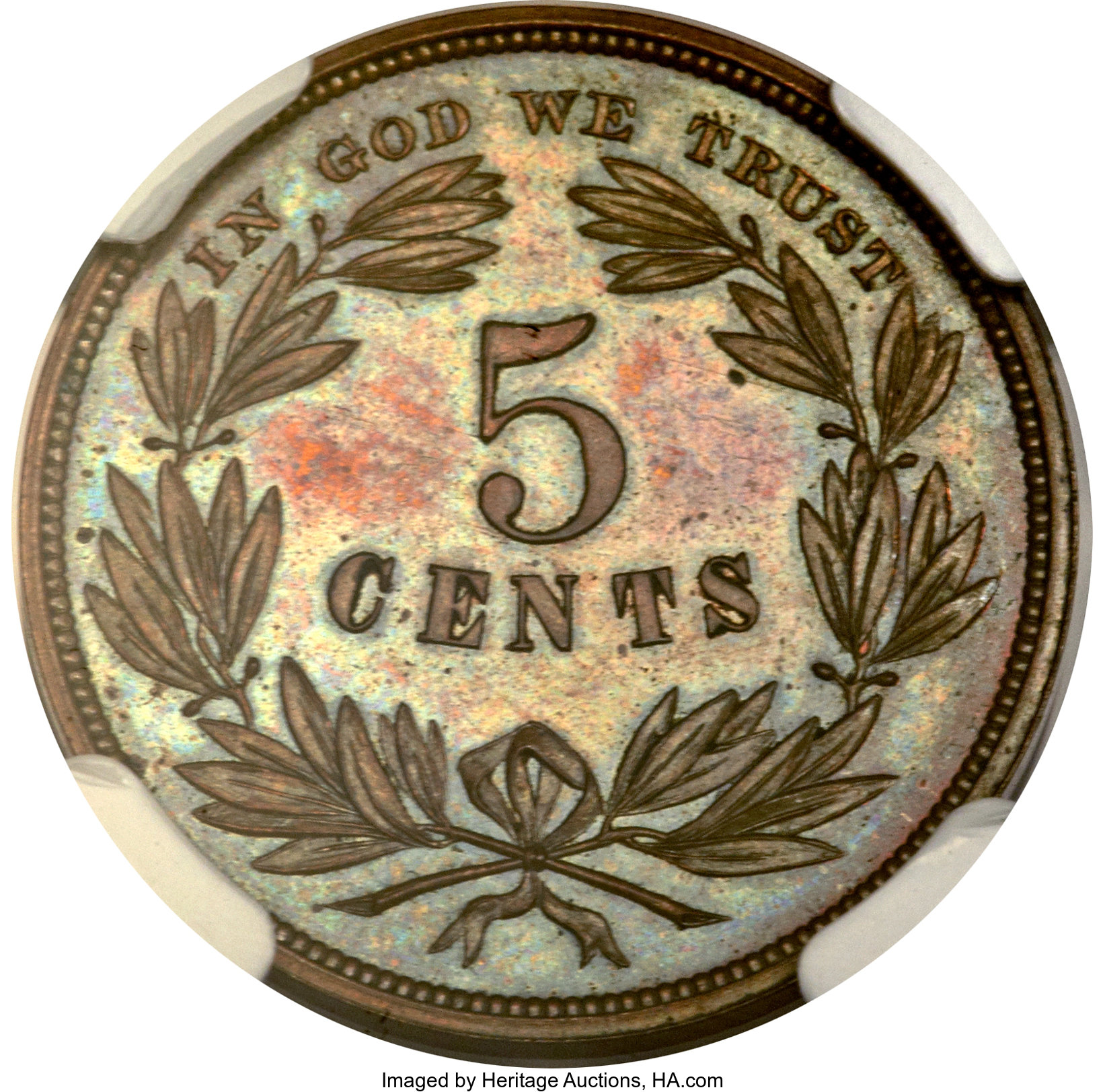 image for: 1866 5C Five Cents, Judd-462, Pollock-536, Low R.7, PR64 Brown NGC....