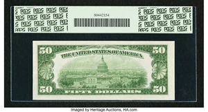 image for: Fr. 2103-F $50 1934A Mule Federal Reserve Note. PCGS Choice About New 58....