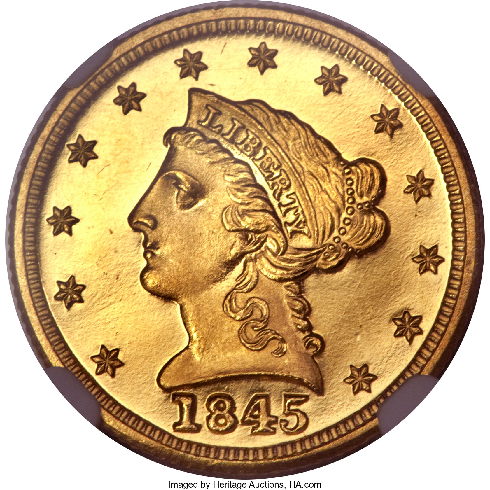 image for: 1845 $2 1/2 PR67 Ultra Cameo NGC....