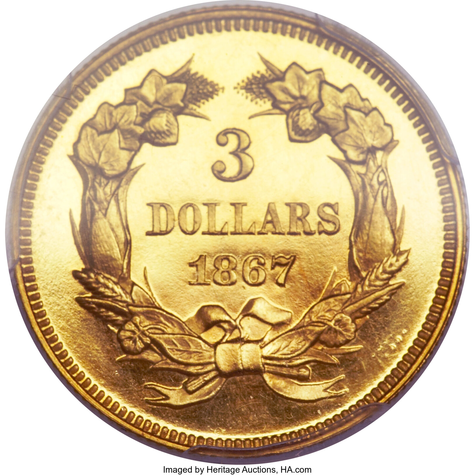 image for: 1867 $3 PR63 Deep Cameo PCGS. CAC....
