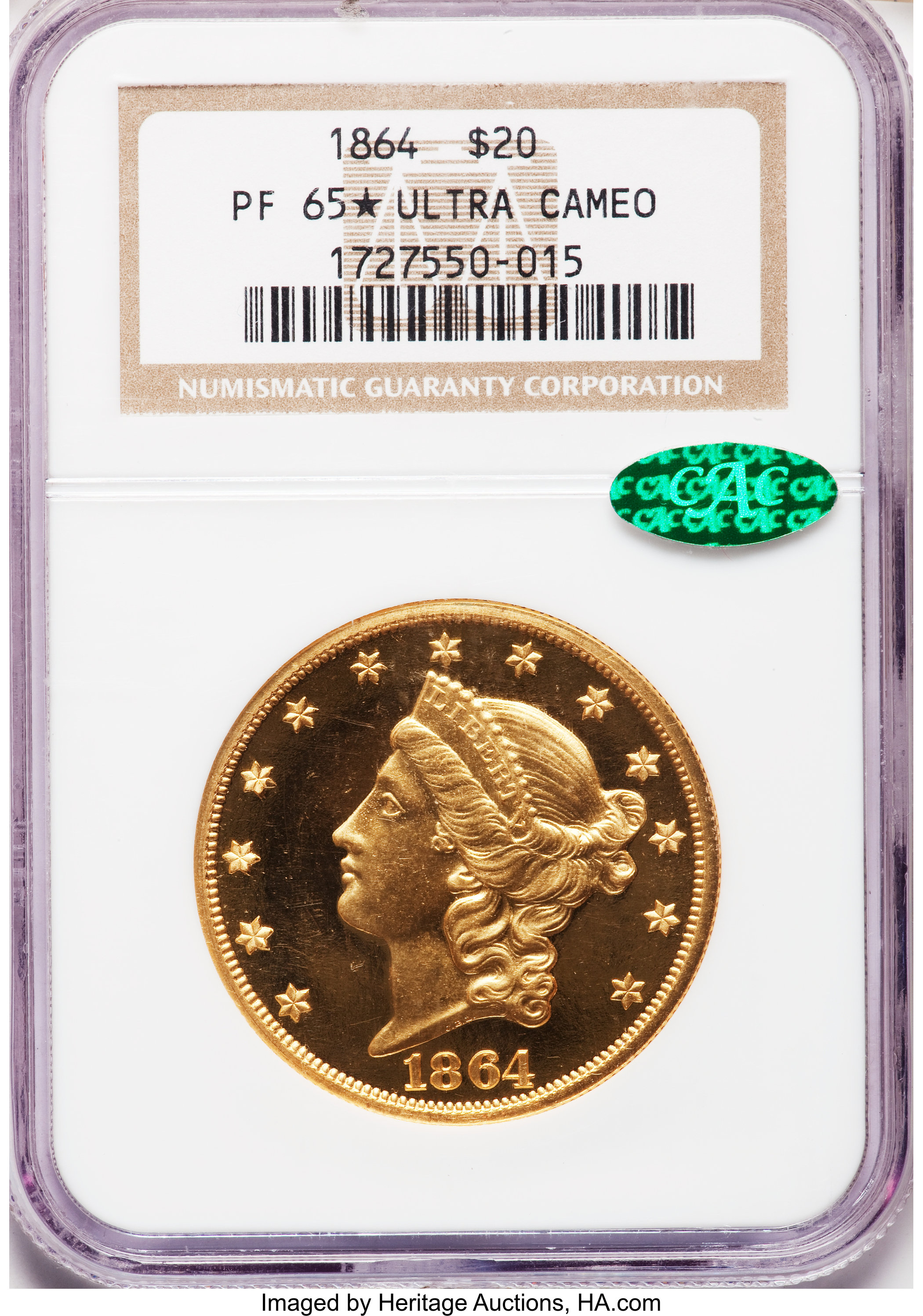 image for: 1864 $20 PR65  ★  Ultra Cameo NGC. CAC....