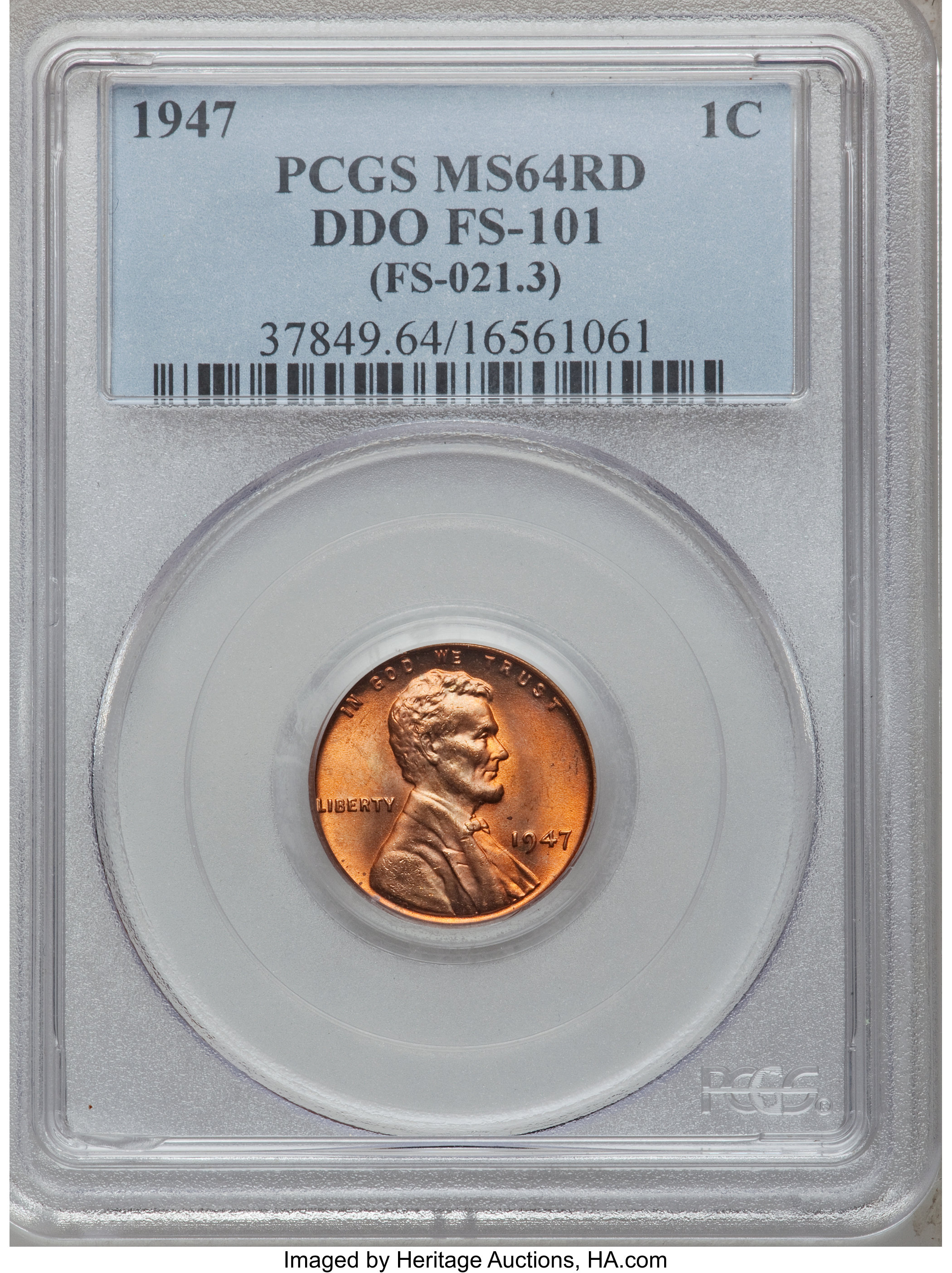 1947 1C DDO MS64 Red PCGS. FS-101. (FS-021.3). PCGS Population (219/967). NGC Census: (146/1656). Mintage: 190,555,008. Nu...