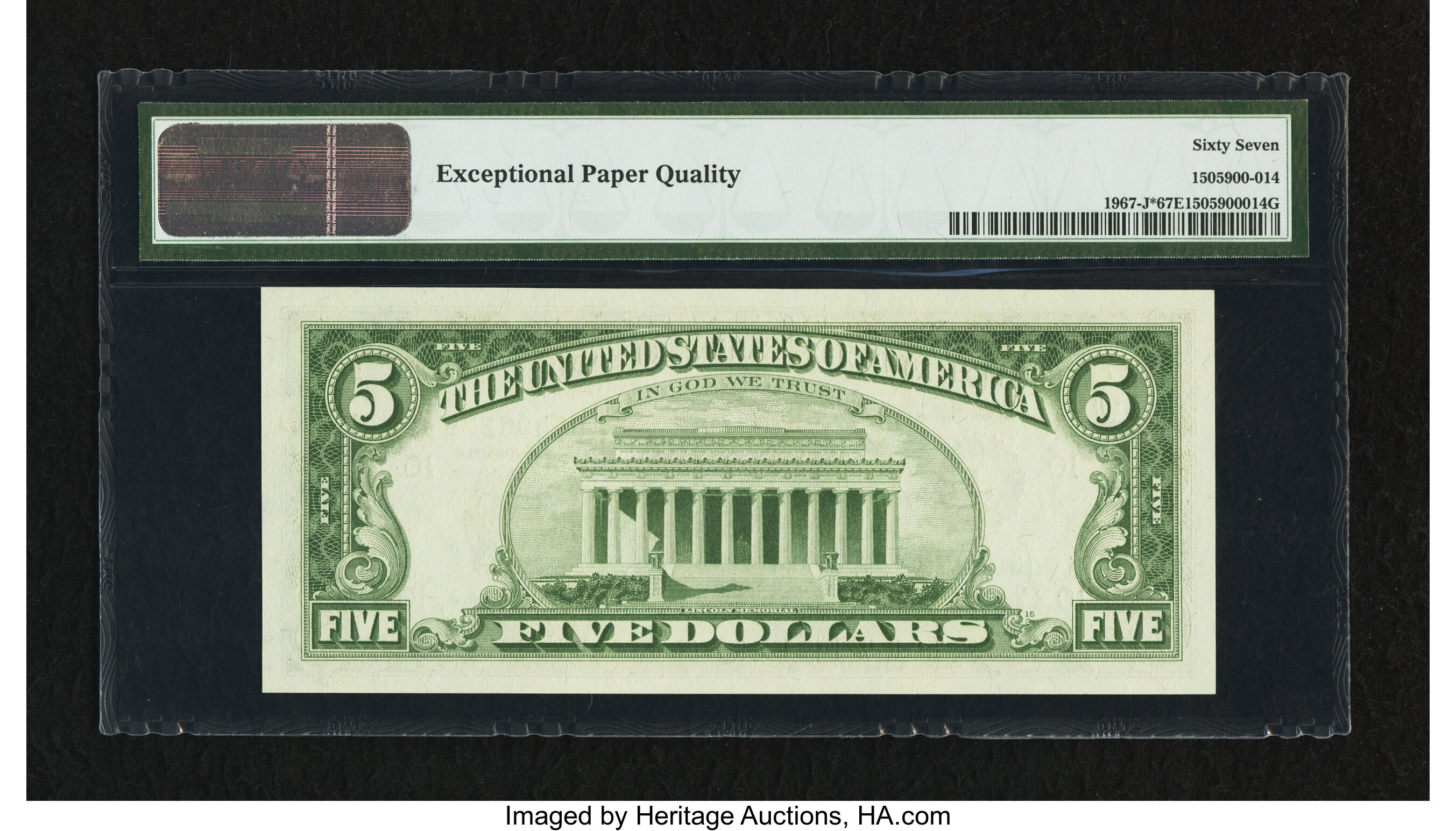 image for: Fr. 1967-J* $5 1963 Federal Reserve Star Note. PMG Superb Gem Unc 67 EPQ....