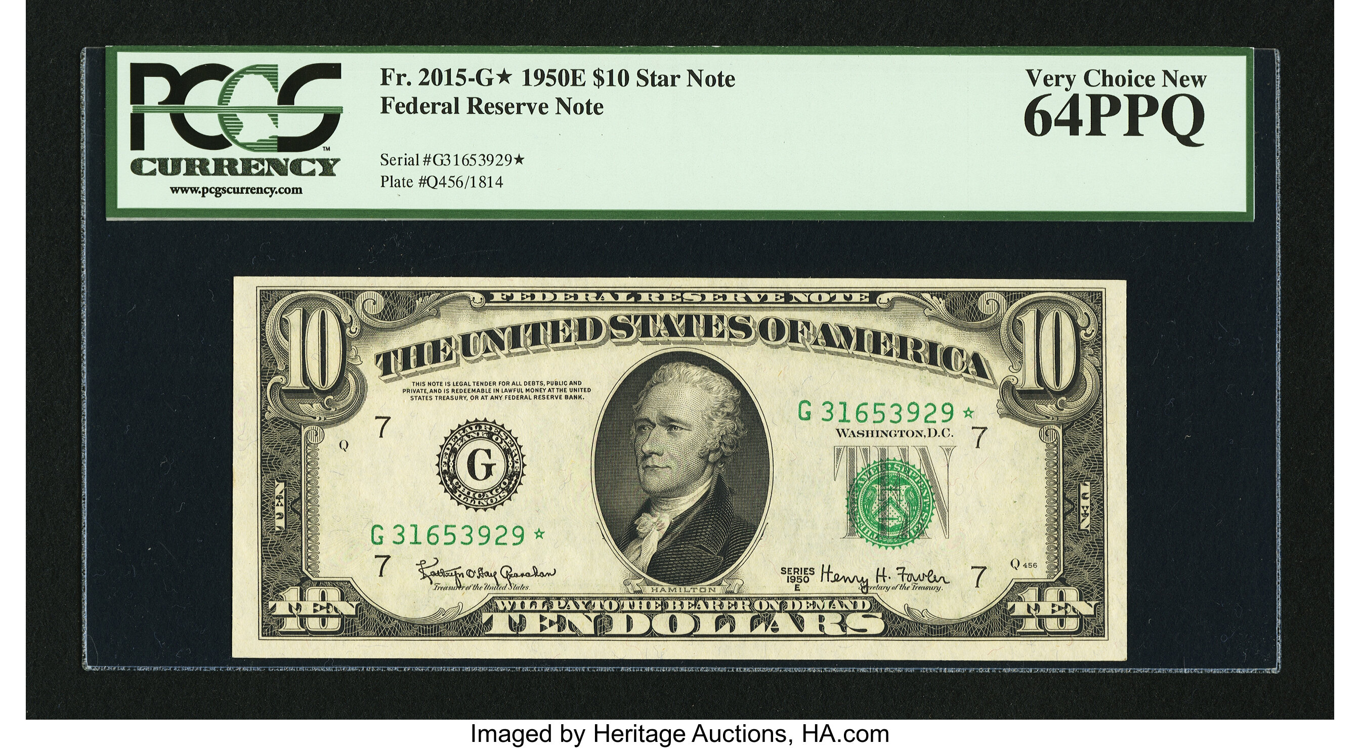 image for: Fr. 2015-G* $10 1950E Federal Reserve Star Note. PCGS Very Choice New 64PPQ....