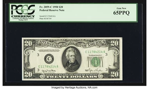 image for: Fr. 2059-C $20 1950 Federal Reserve Note. PCGS Gem New 65PPQ....