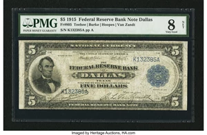 image for: Fr. 805 $5 1915 Federal Reserve Bank Note PMG Very Good 8 Net....