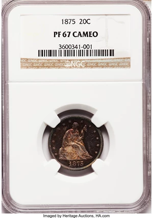 image for: 1875 20C PR67 Cameo NGC....