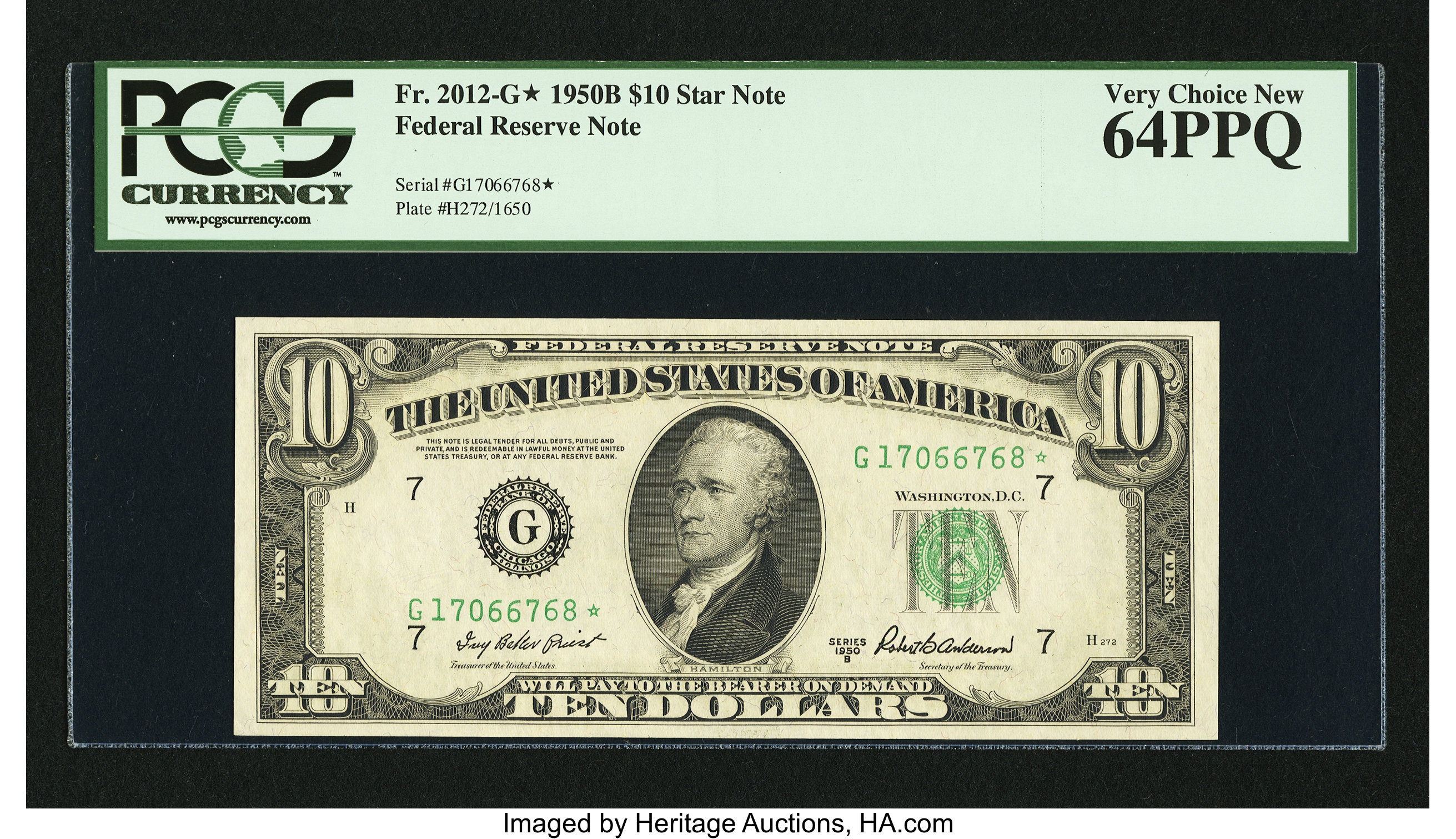 image for: Fr. 2012-G* $10 1950B Federal Reserve Star Note. PCGS Very Choice New 64PPQ....
