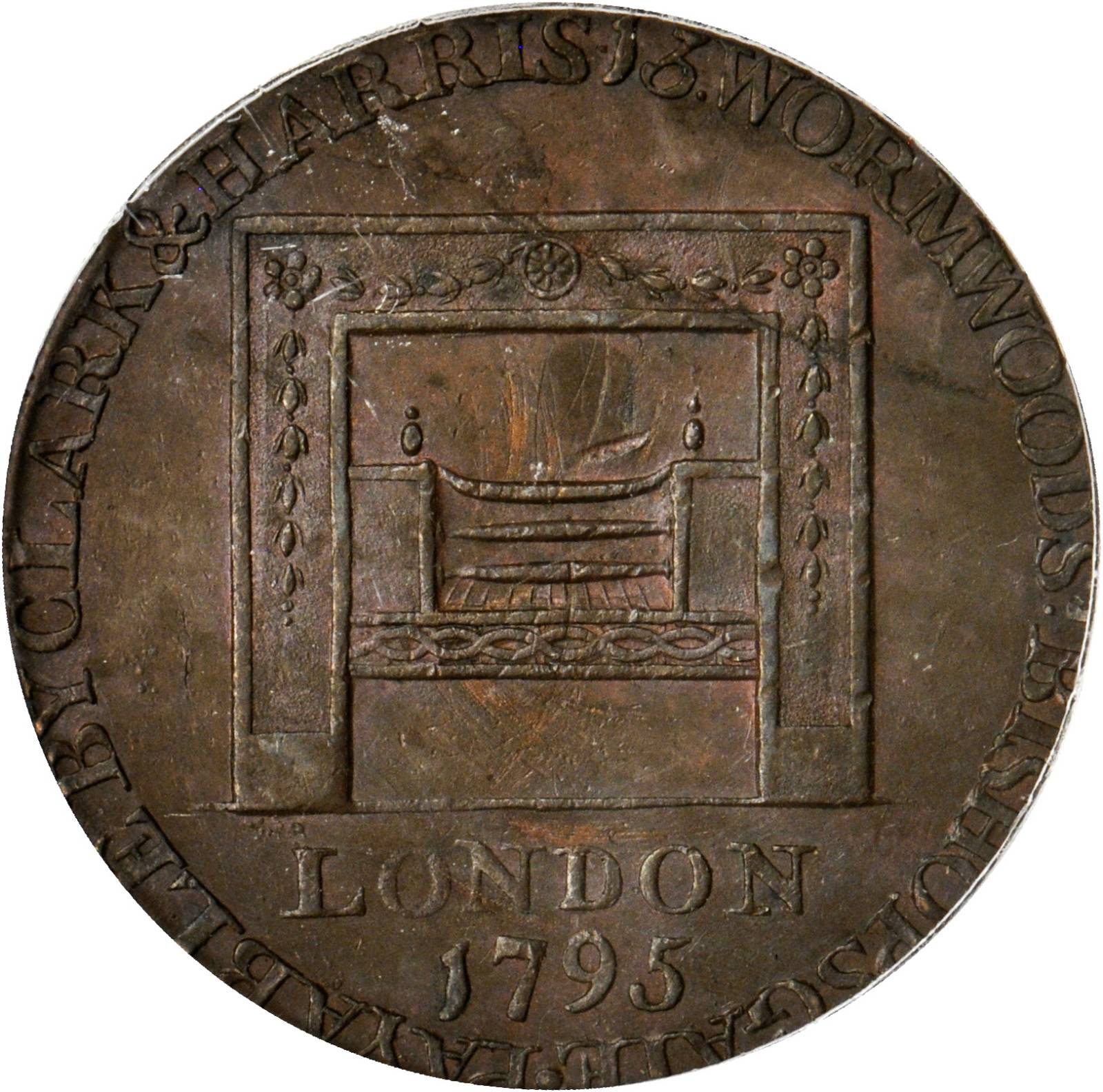 image for: 1795 Washington Grate Halfpenny. Baker-29, W-10990. Large Buttons, Lettered Edge. MS-62 BN (PCGS).