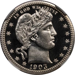 image for: 1903 Barber Quarter. Proof-68 Ultra Cameo (NGC).