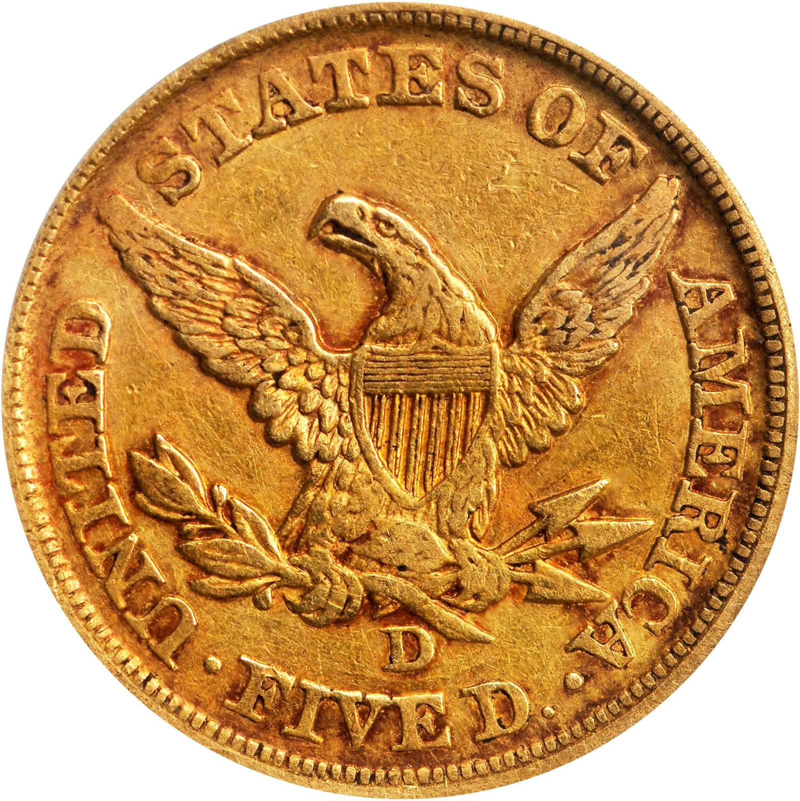 image for: 1853-D Liberty Half Eagle. Large D. VF-35 (ICG).