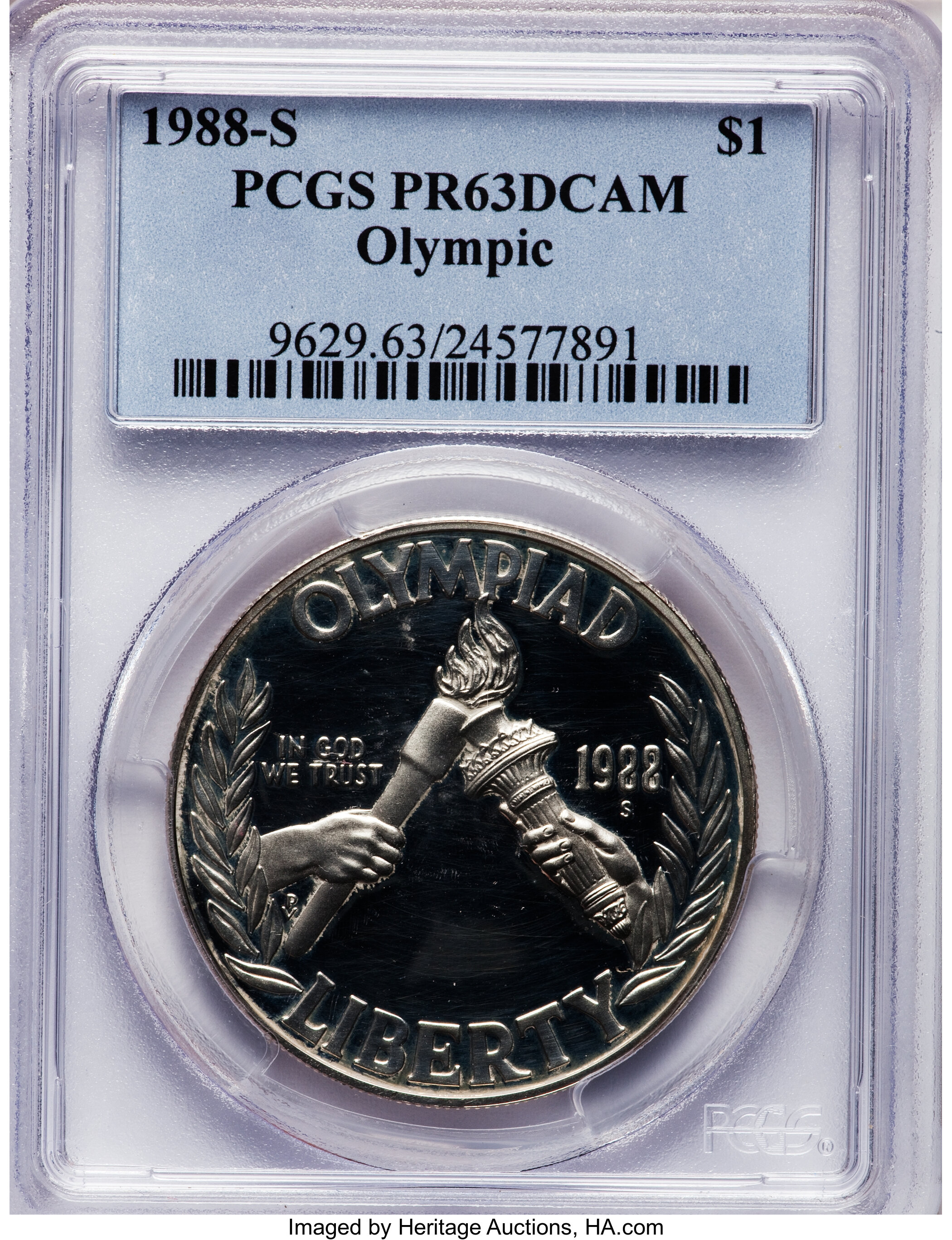 1988-S $1 Olympic Silver Dollar PR63 Deep Cameo PCGS. PCGS Population (6/3530). NGC Census: (1/3971). Mintage: 1,300,000. N...