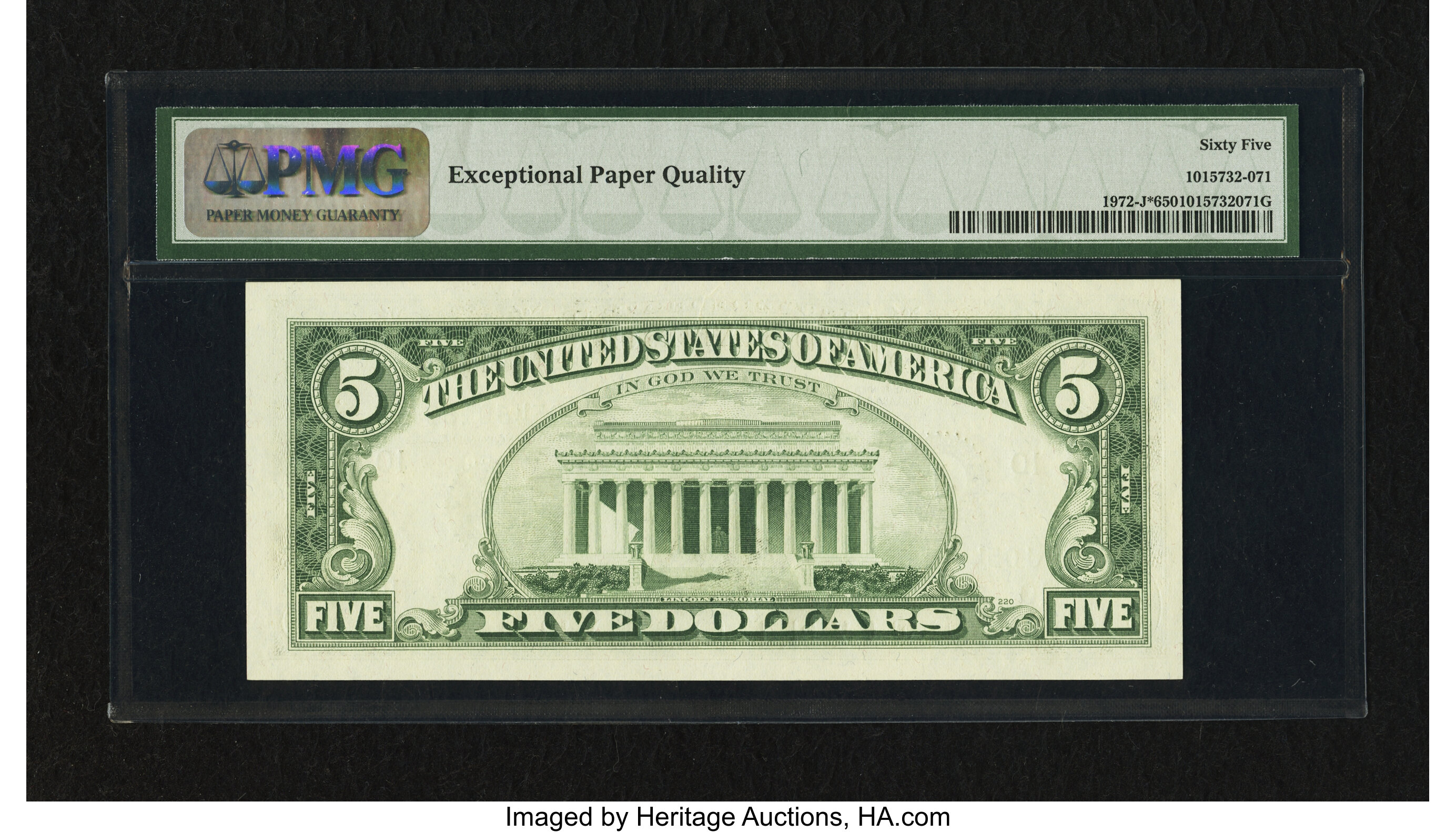 image for: Fr. 1972-J* $5 1969C Federal Reserve Star Note. PMG Gem Uncirculated 65 EPQ....