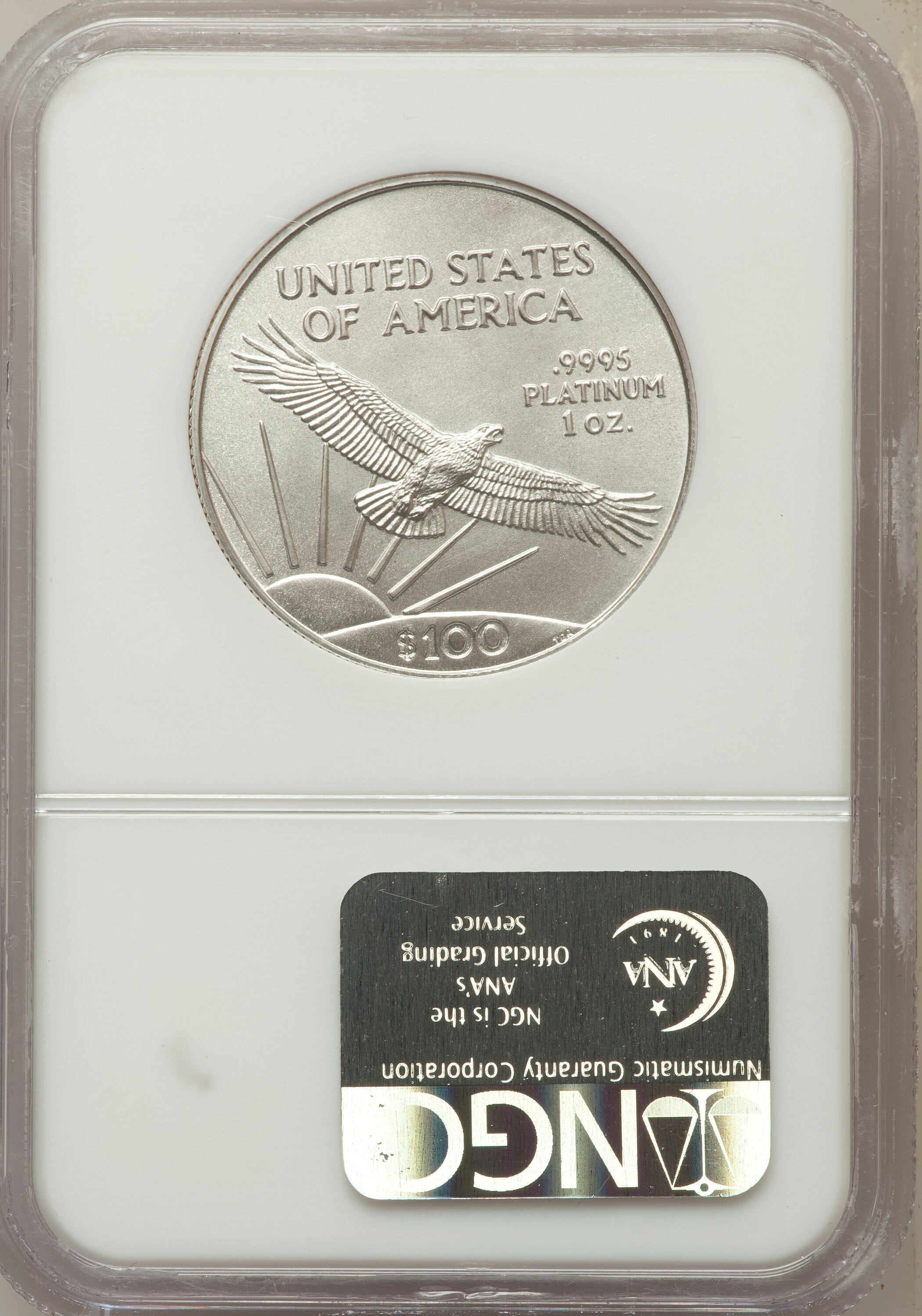 image for: 2004 P$100 One-Ounce Platinum Eagle MS69 NGC. NGC Census: (659/165). PCGS Population (1937/45).  Numismedia Wsl. Price for ...