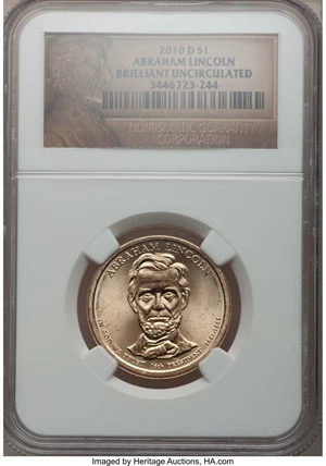 image for: 2010-D $1 Abraham Lincoln, Brilliant Uncirculated NGC. NGC Census: (0/0). PCGS Population (0/0). (#417281)...