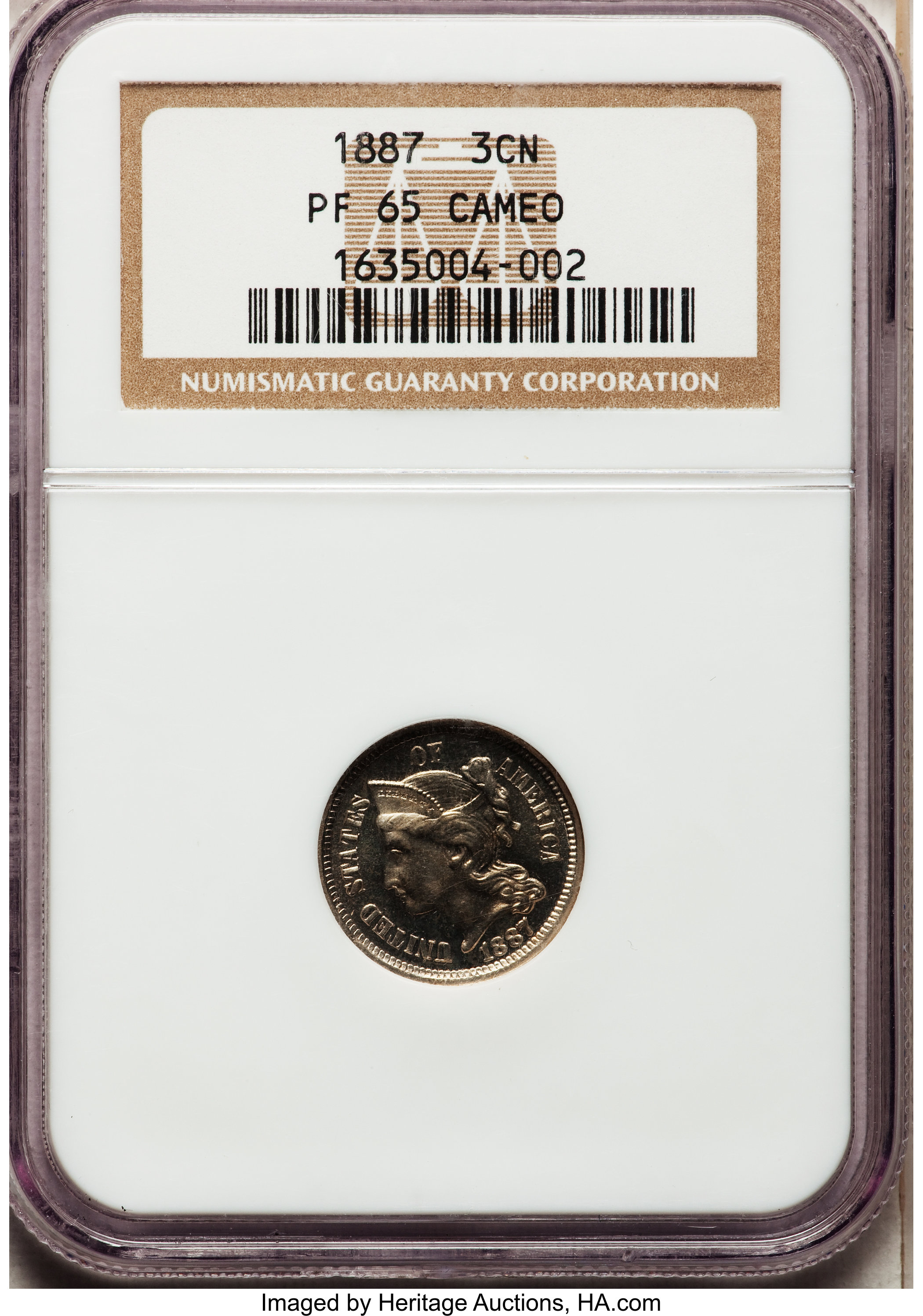 image for: 1887 3CN PR65 Cameo NGC....