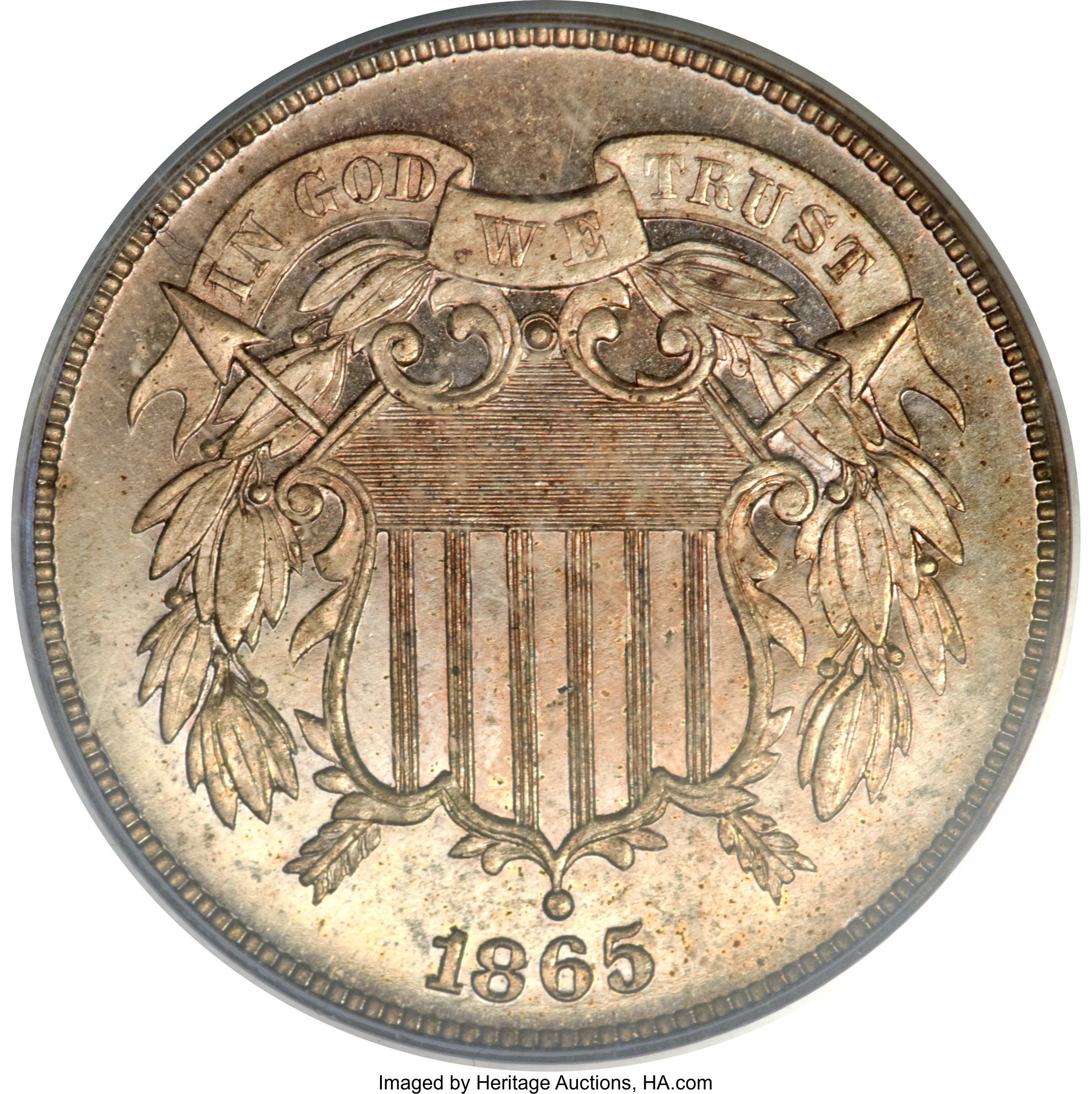 image for: 1865 2C Two Cents, Judd-409, Pollock-478, High R.6, PR64 PCGS....