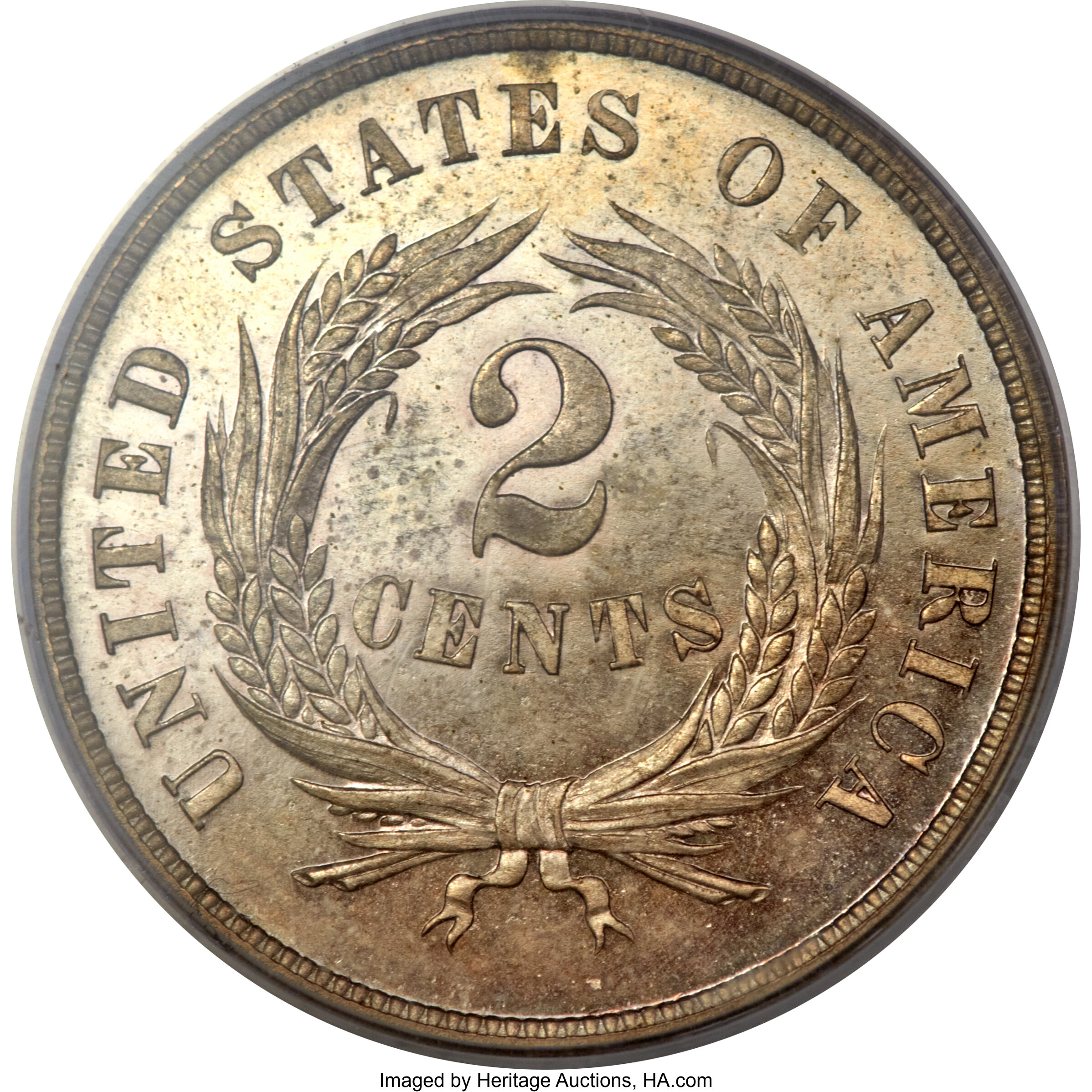image for: 1865 2C Two Cents, Judd-409, Pollock-478, High R.6, PR64 PCGS....