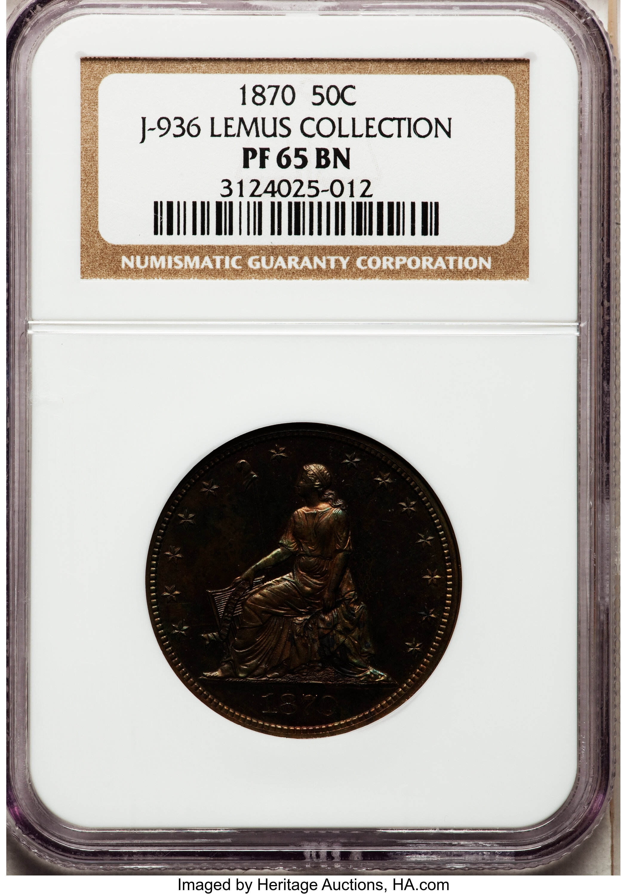 image for: 1870 50C Half Dollar, Judd-936, Pollock-1042, High R.6, PR65 Brown NGC....