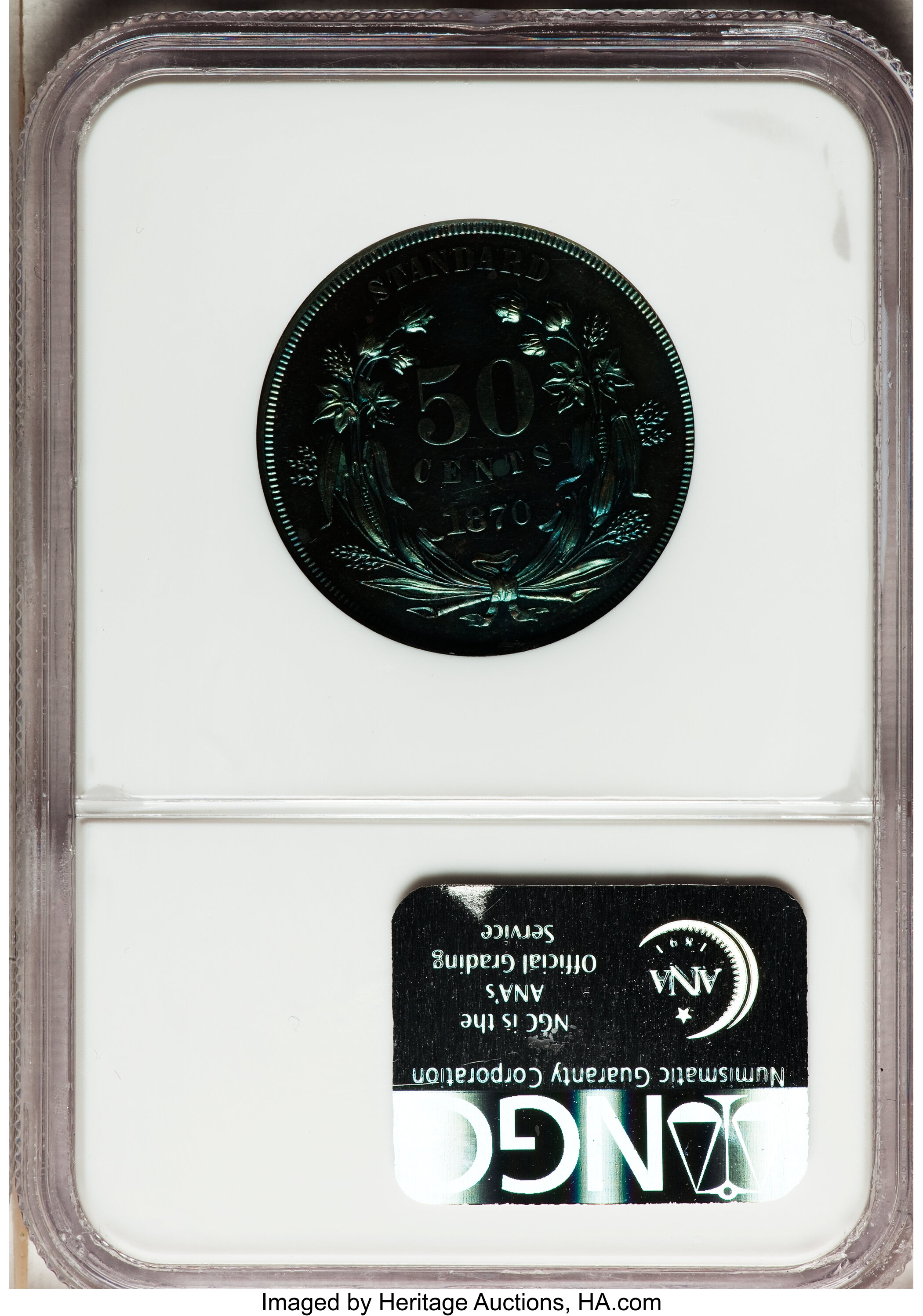 image for: 1870 50C Standard Silver Half Dollar, Judd-960, Pollock-1112, Low R.7, PR63 Brown NGC....