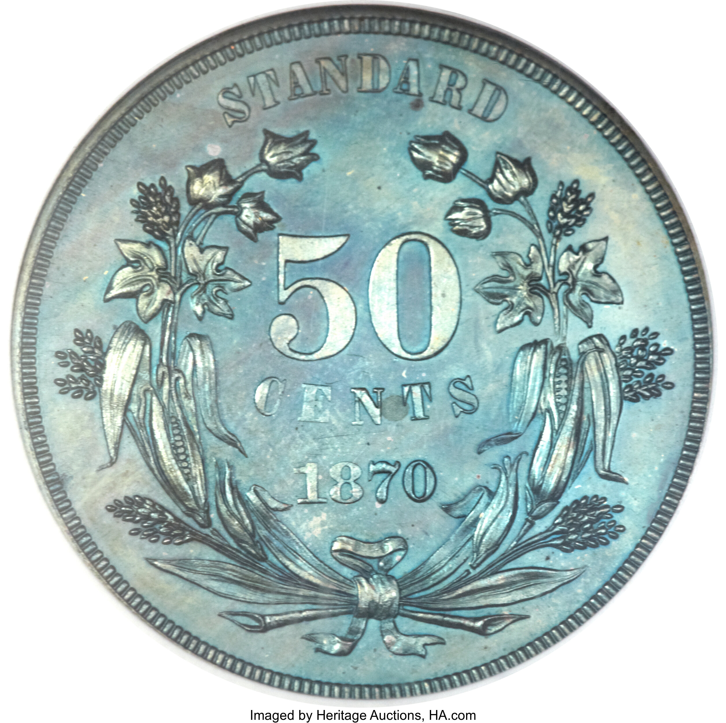 image for: 1870 50C Standard Silver Half Dollar, Judd-960, Pollock-1112, Low R.7, PR63 Brown NGC....