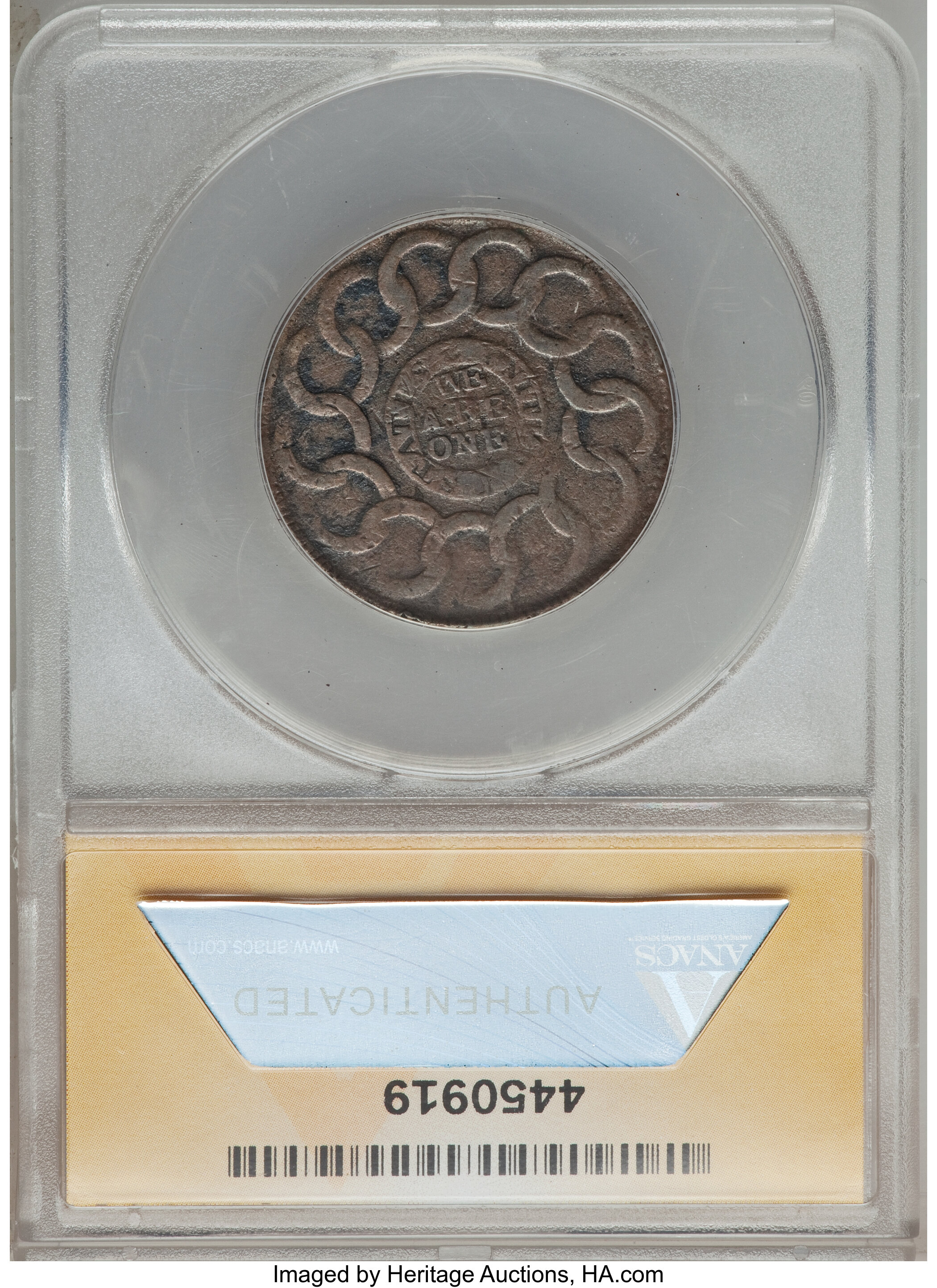 1787 Fugio 1c New Haven Restrike, Brass XF40 thumbnail 19