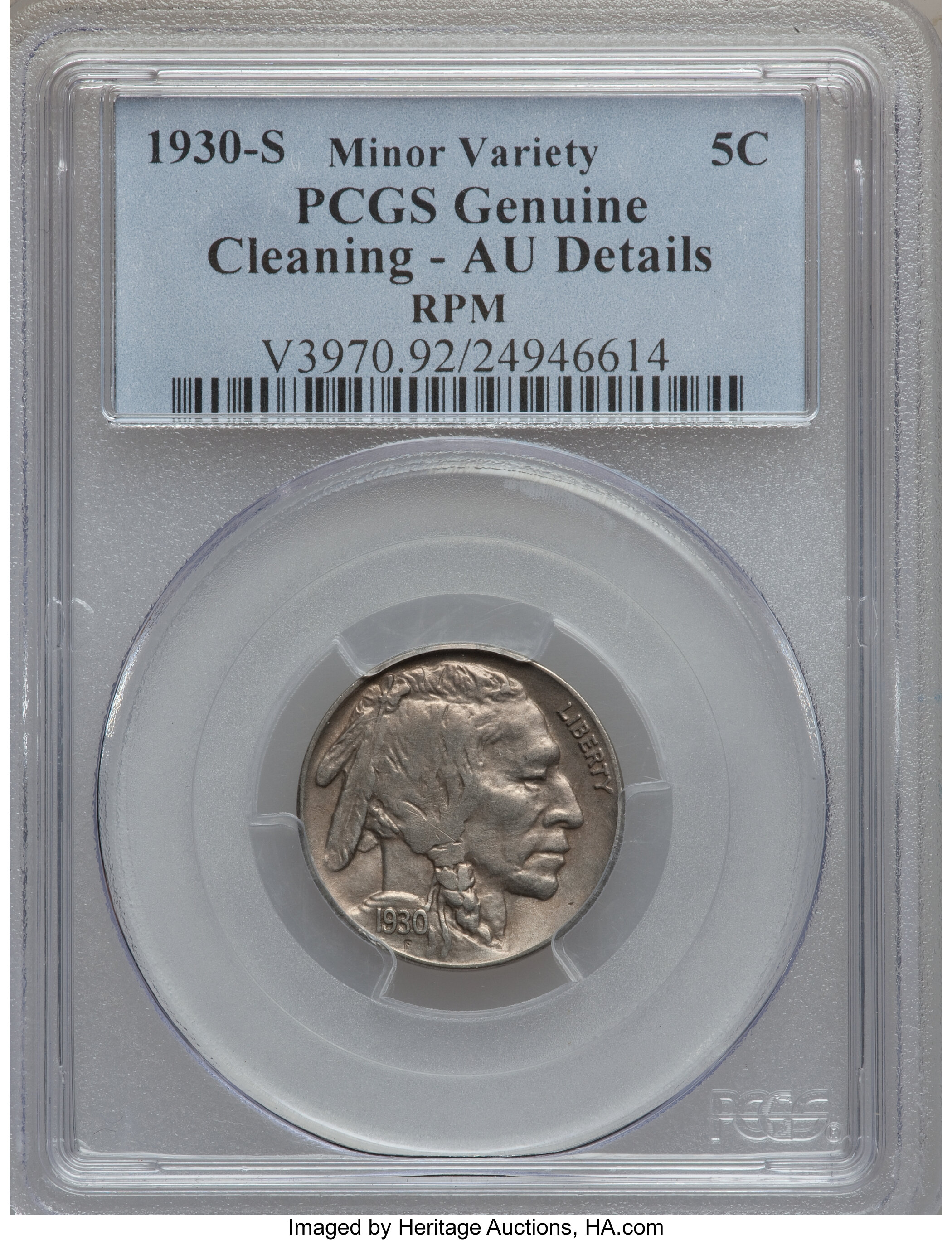 1930-S 5c AU50 CAC thumbnail 2
