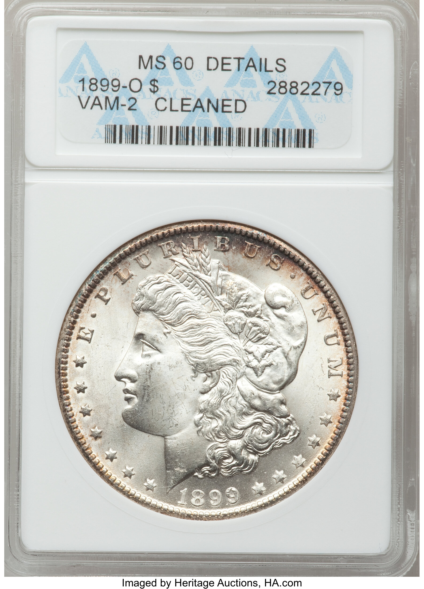1899-O $1 -- Cleaned -- ANACS. MS60 Details. Vam-2. NGC Census: (17/45484). PCGS Population (41/46924). Mintage: 12,290,00...